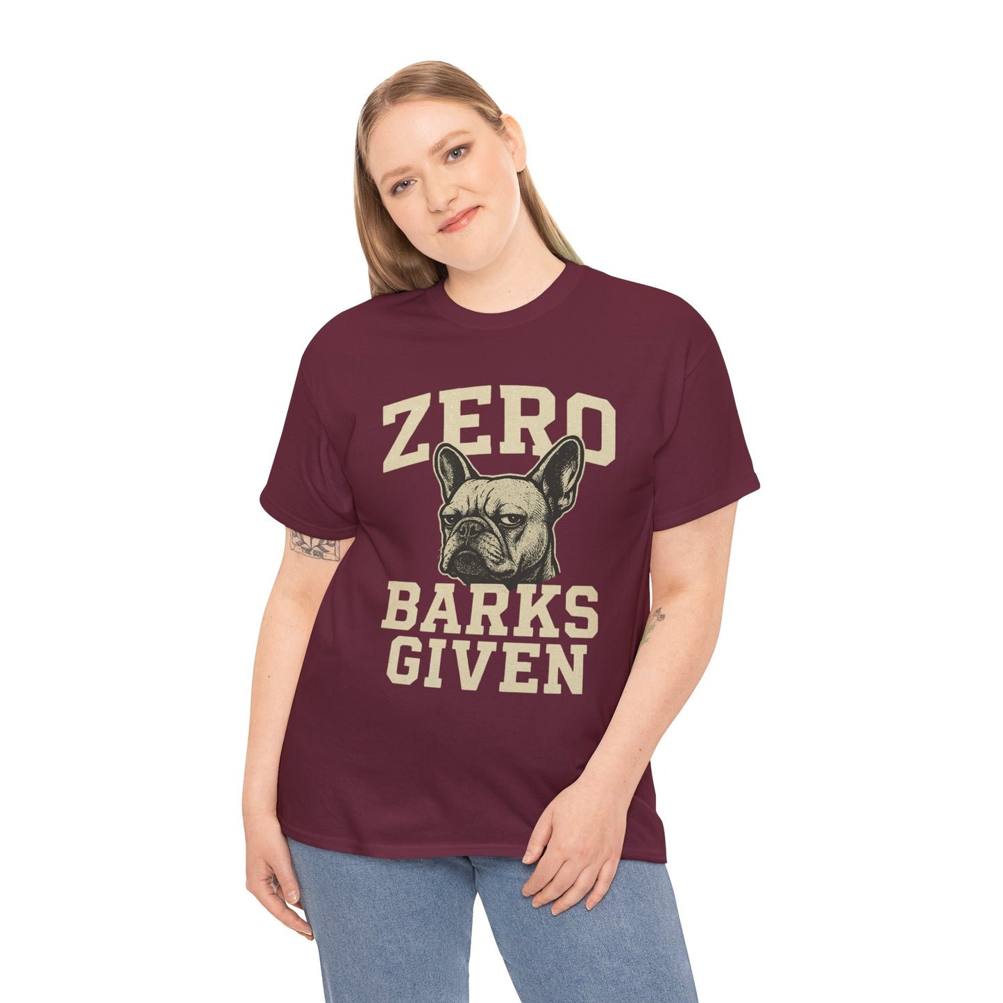 Zero Barks Given Frenchie T-Shirt – Funny French Bulldog Tee, Grumpy Dog Humor Shirt, Frenchie Lover Gift, Dog Mom Graphic Tee, Vintage Style Dog Shirt