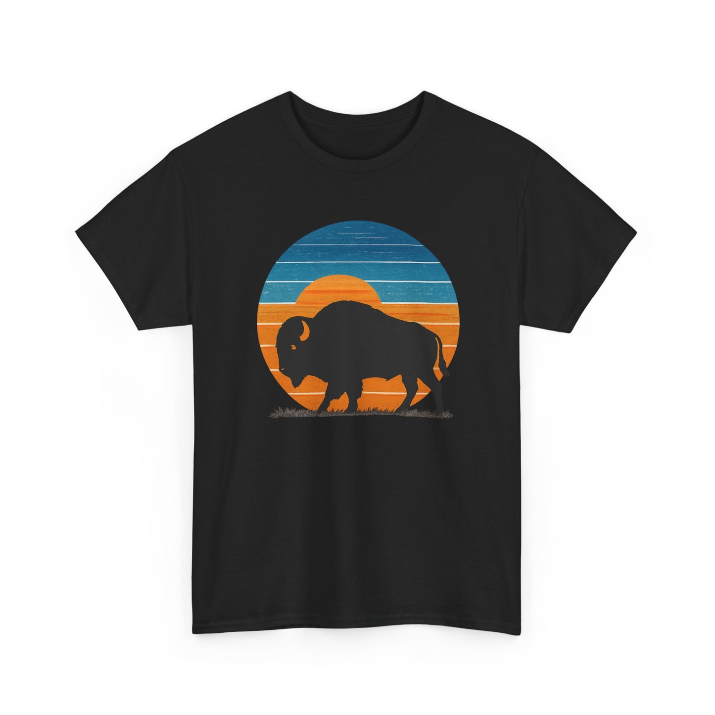 Oklahoma Bison Sunset Shirt | Retro Buffalo Tee | OKC Basketball Colors T-Shirt