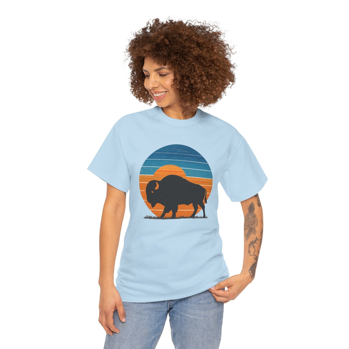 Oklahoma Bison Sunset Shirt | Retro Buffalo Tee | OKC Basketball Colors T-Shirt