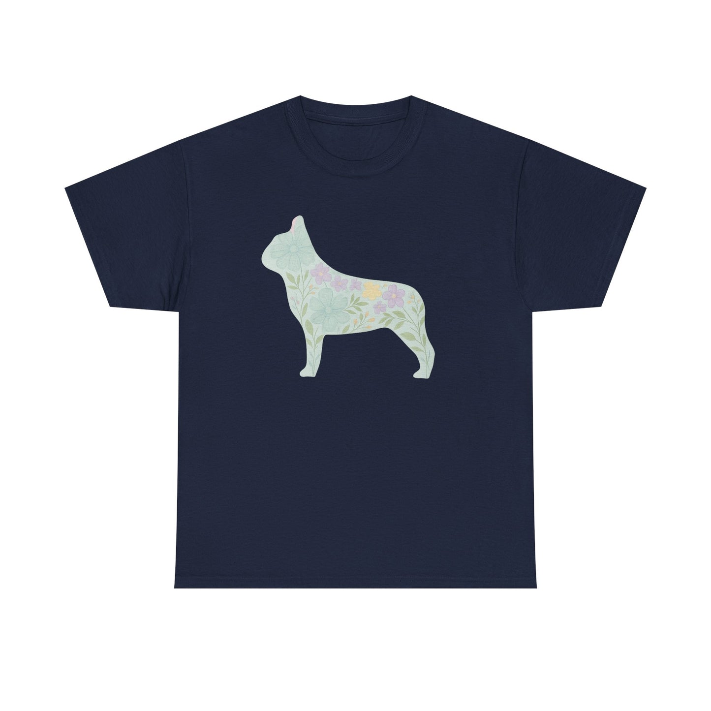 Floral French Bulldog T-Shirt | Pastel Dog Lover Tee | Soft Floral Frenchie Silhouette Shirt | Cute Gift for French Bulldog Moms