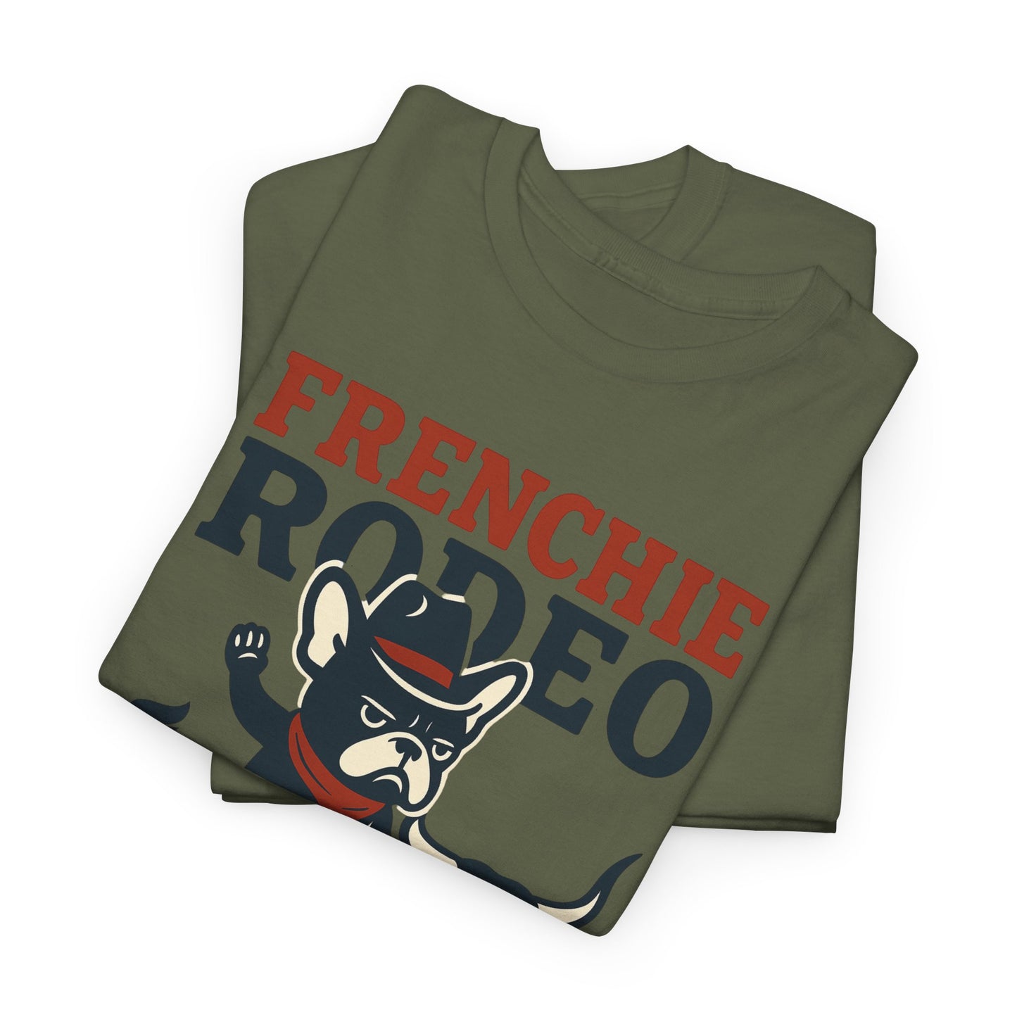 Frenchie Rodeo T-Shirt | Cowboy French Bulldog Graphic Tee | Funny Western Dog Lover Shirt | Frenchie Bull Rider Gift | Rodeo Style Tee