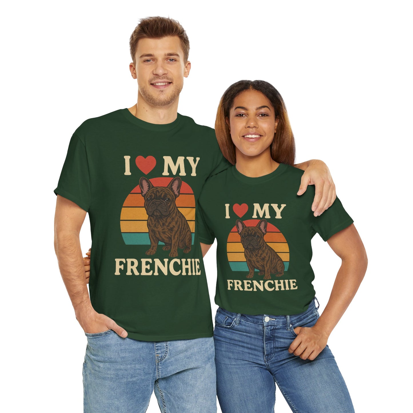 I Love My Frenchie T-Shirt | Retro French Bulldog Tee | Vintage Dog Lover Gift | Frenchie Mom & Dad Shirt | Brindle Bulldog Graphic Top