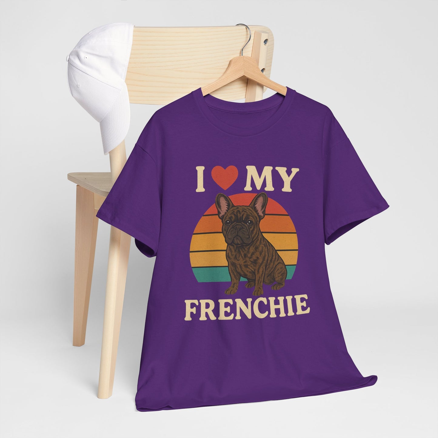 I Love My Frenchie T-Shirt | Retro French Bulldog Tee | Vintage Dog Lover Gift | Frenchie Mom & Dad Shirt | Brindle Bulldog Graphic Top