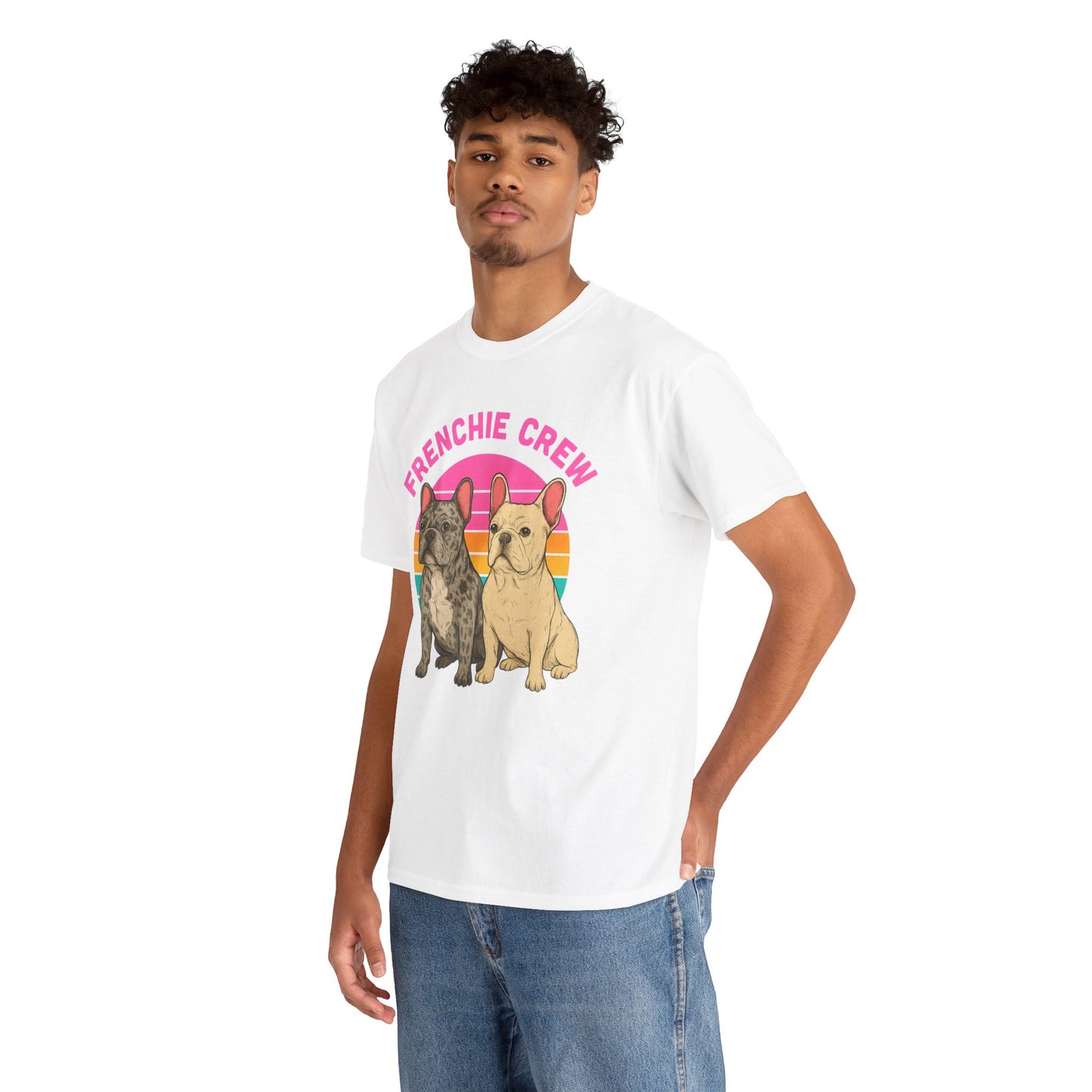 Frenchie Crew T-Shirt | Retro French Bulldog Tee | Merle & Cream Frenchie Dog Lover Shirt | Cute Gift for Frenchie Moms & Dads