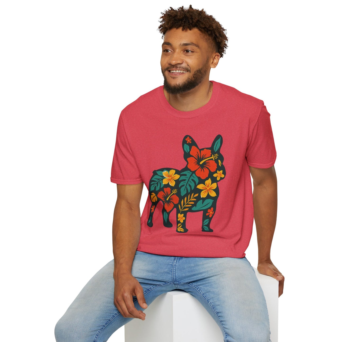 Hawaiian Frenchie Shirt | Floral French Bulldog T-Shirt | Tropical Dog Lover Tee | Cute Summer Frenchie Gift | Hibiscus Dog Silhouette