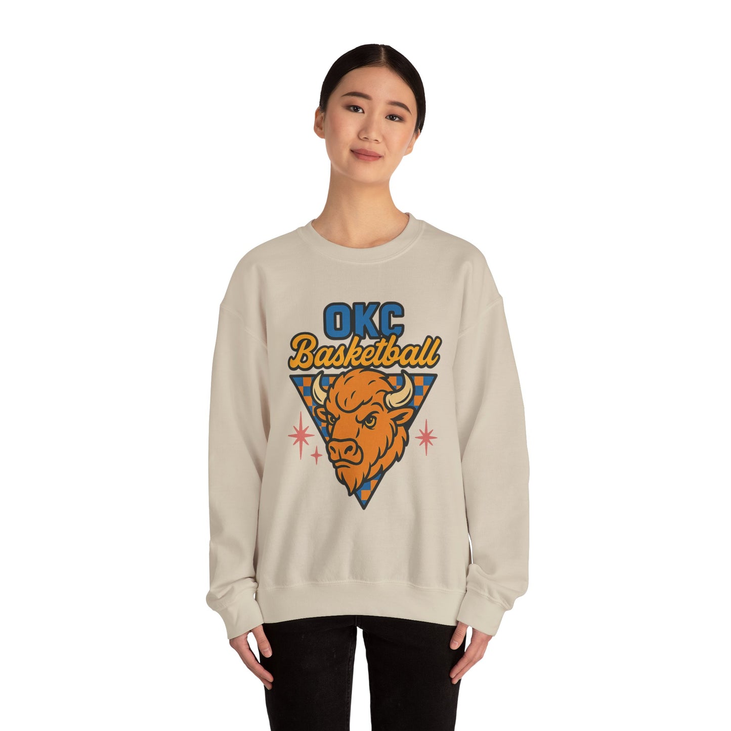 OKC Basketball Sweatshirt | Oklahoma City Retro Sports Crewneck | Bison Graphic Sweatshirt | Cozy Game Day Hoodie Alternative | OKC Fan Gift