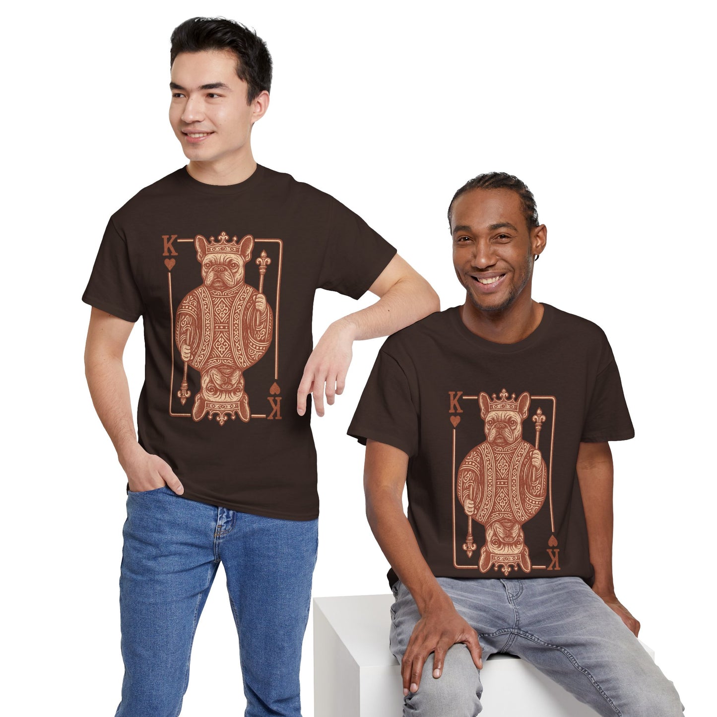 King French Bulldog Shirt, Frenchie Playing Card Tee, Royal Frenchie T-Shirt, Vintage French Bulldog Graphic Shirt, Dog Lover Gift, King of Hearts Frenchie Tee