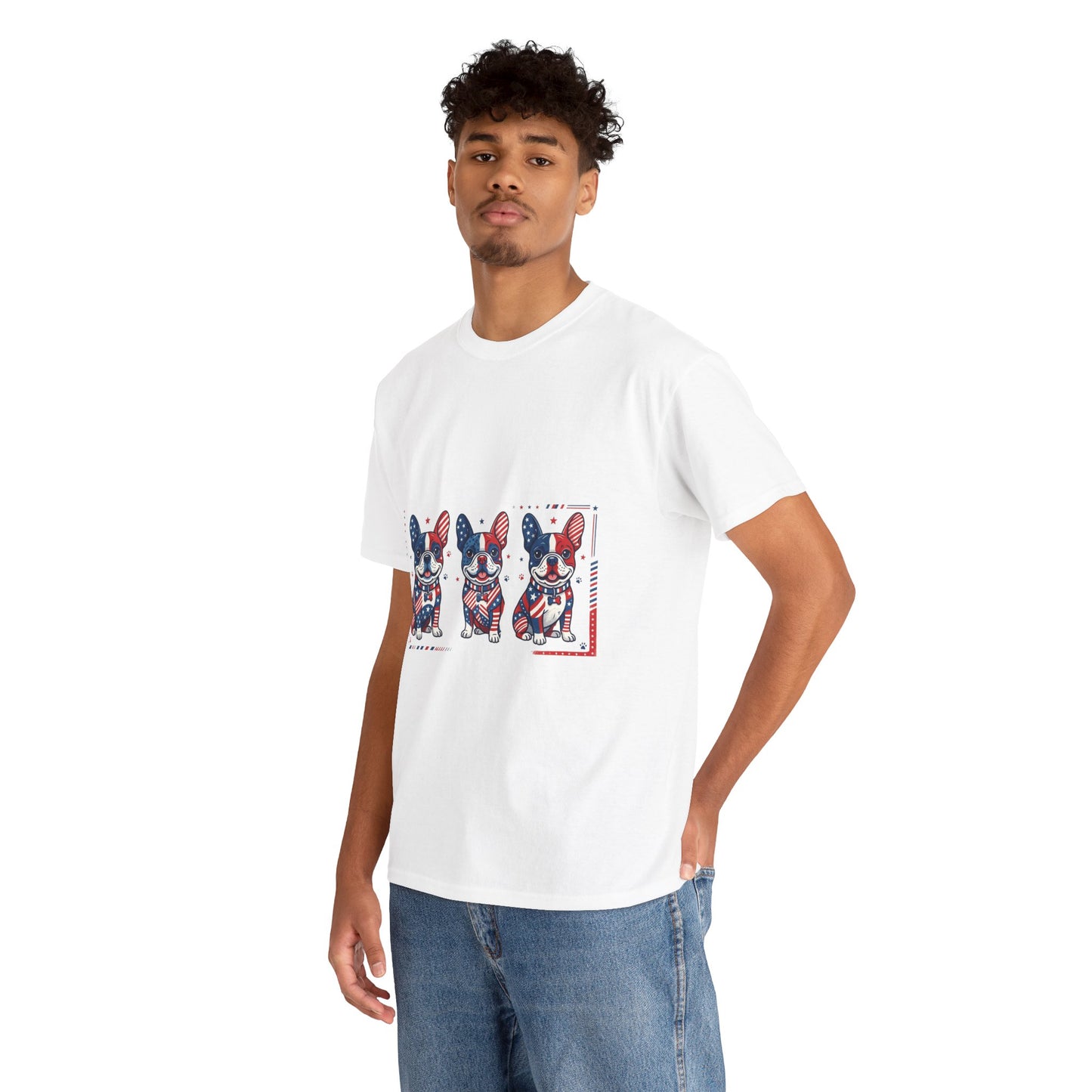 Patriotic French Bulldog Shirt, American Flag Frenchie Trio Tee, Fourth of July Dog Lover Shirt, USA French Bulldog Gift, Frenchie Mom Shirt