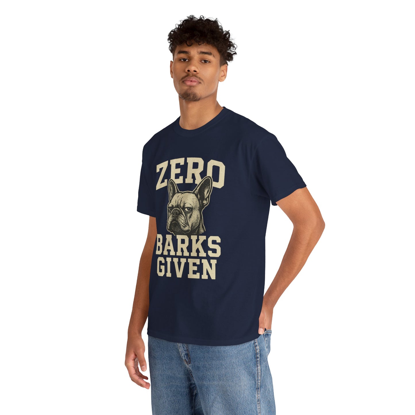 Zero Barks Given Frenchie T-Shirt – Funny French Bulldog Tee, Grumpy Dog Humor Shirt, Frenchie Lover Gift, Dog Mom Graphic Tee, Vintage Style Dog Shirt