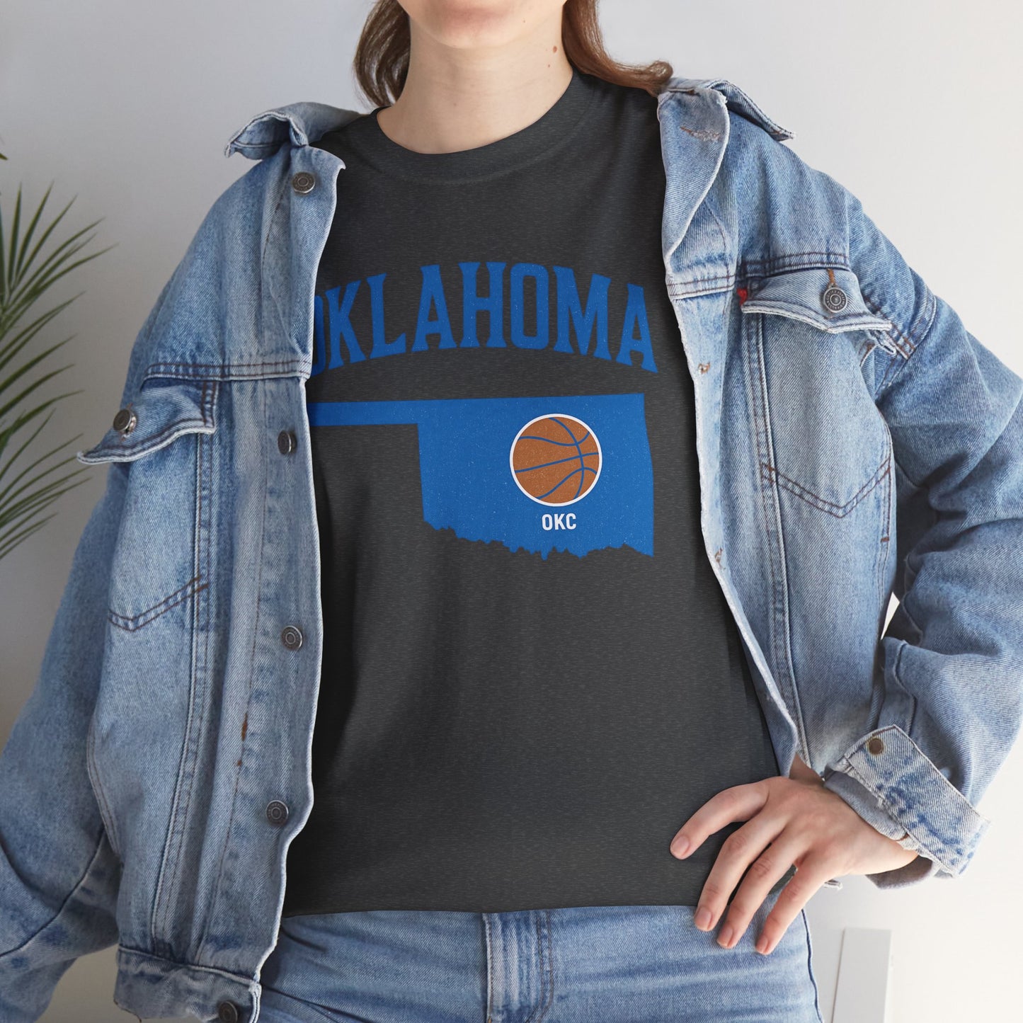 Oklahoma City Basketball Shirt | OKC Basketball Style Tee | Blue & Orange Oklahoma State T-Shir