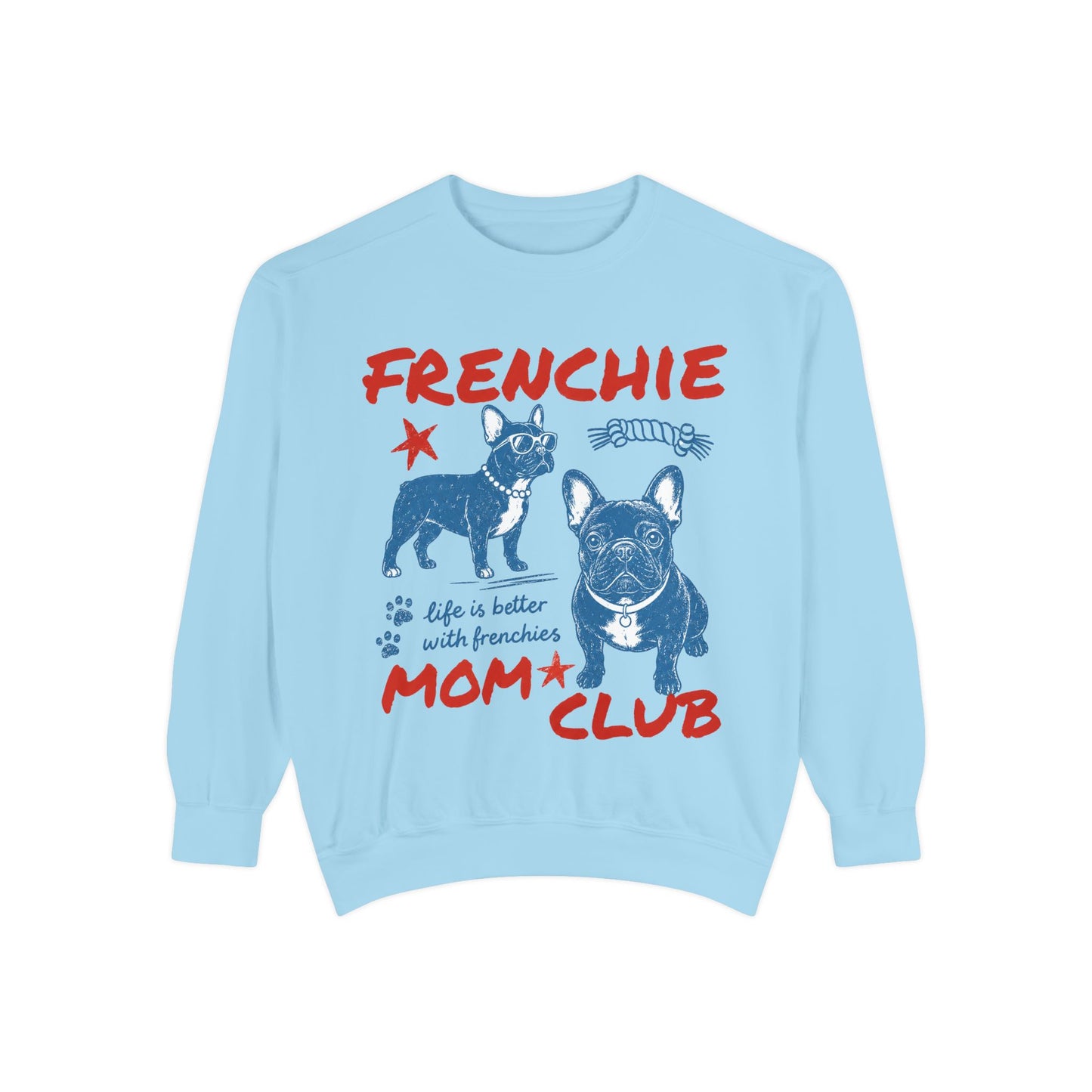 Frenchie Mom Club Sweatshirt, French Bulldog Mom Crewneck, Frenchie Mama Sweatshirt, Dog Mom Gift, Vintage French Bulldog Graphic Sweatshirt, Cozy Frenchie Lover Pullover