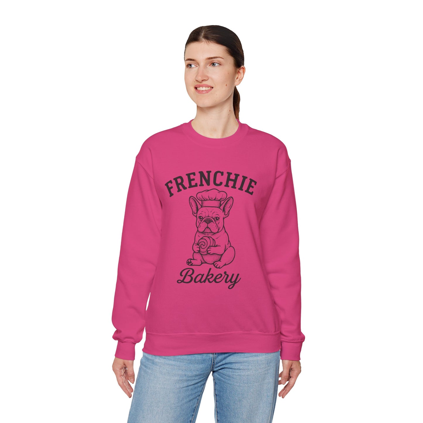 Frenchie Bakery Sweatshirt – Cozy French Bulldog Chef Crewneck, Funny Dog Lover Gift, Vintage Bakery-Inspired Frenchie Sweater
