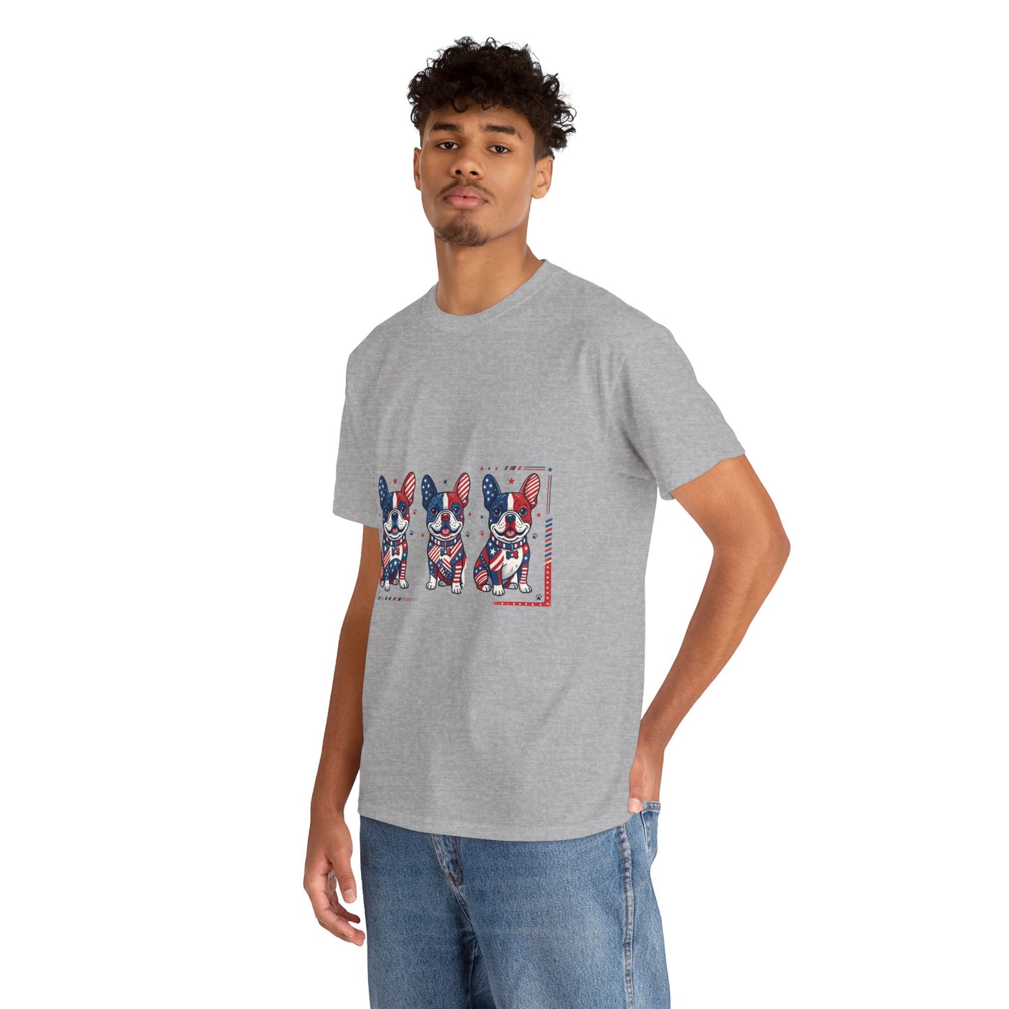 Patriotic French Bulldog Shirt, American Flag Frenchie Trio Tee, Fourth of July Dog Lover Shirt, USA French Bulldog Gift, Frenchie Mom Shirt