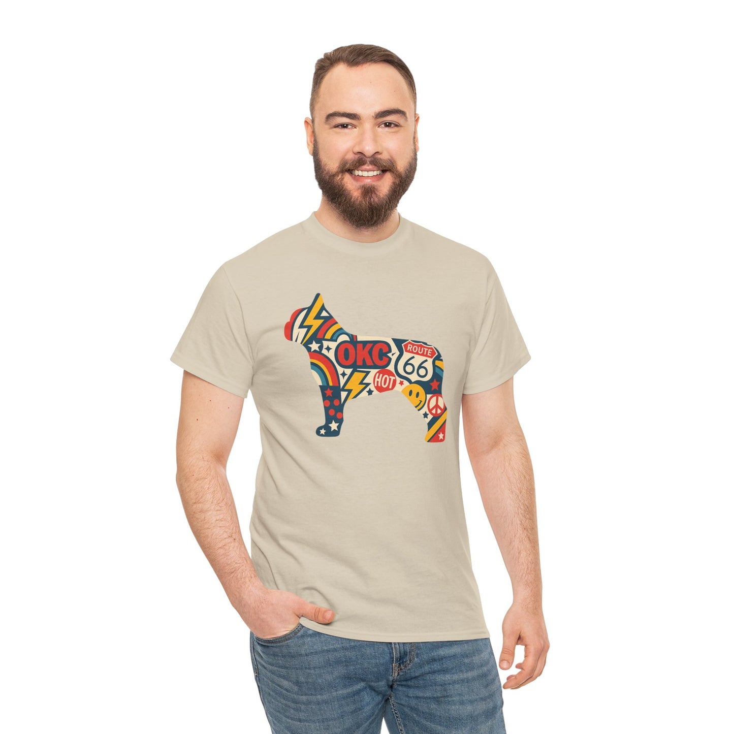 Oklahoma Route 66 French Bulldog T-Shirt | Retro OKC Frenchie Tee | Vintage Route 66 Dog Lover Shirt | Oklahoma Pride Gift for Frenchie Fans