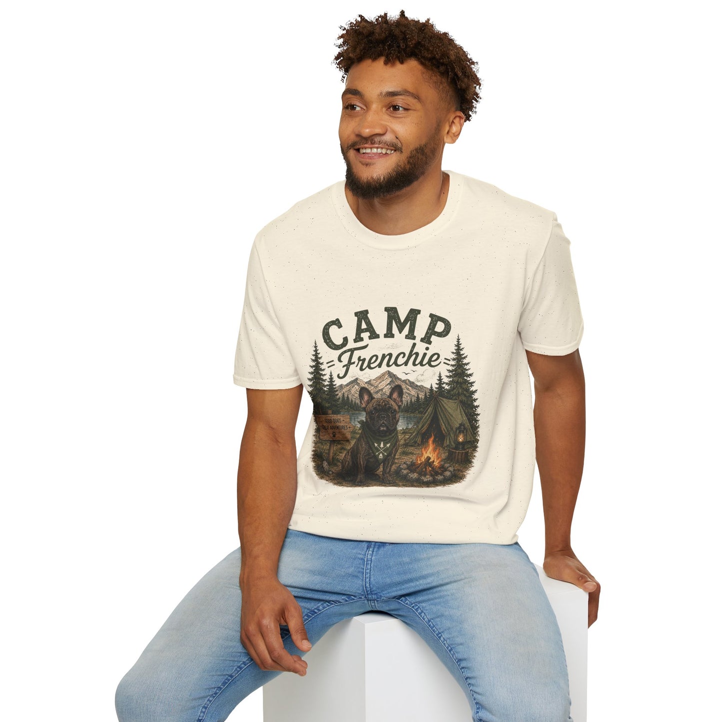 Camp Frenchie Shirt, French Bulldog Camping Shirt, Frenchie Outdoor Tee, Dog Camping Shirt, Adventure Dog Lover Gift, Campfire French Bulldog T-Shirt, Nature Graphic Tee