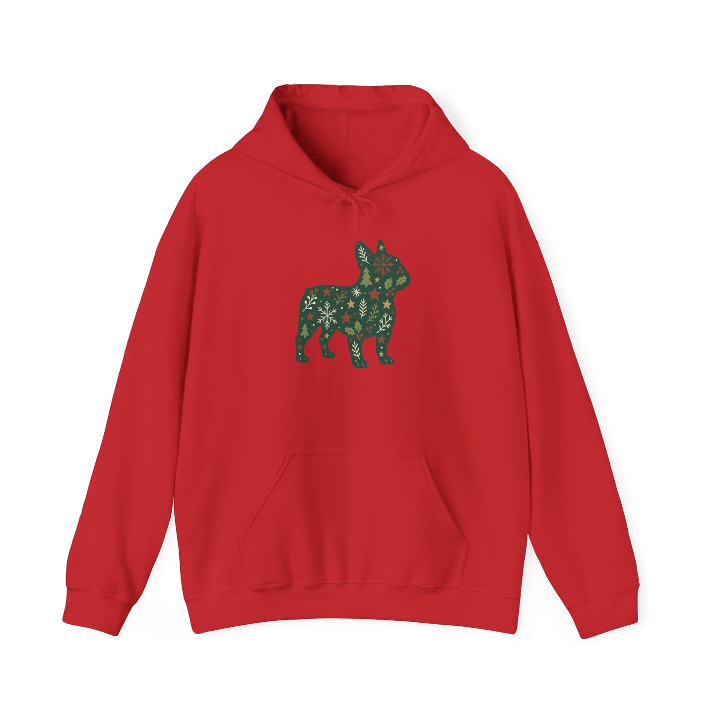 Christmas Frenchie Hoodie | Holiday French Bulldog Sweatshirt | Cute Dog Mom Gift | Frenchie Lover Xmas Hoodie | Winter Dog Silhouette Pullover