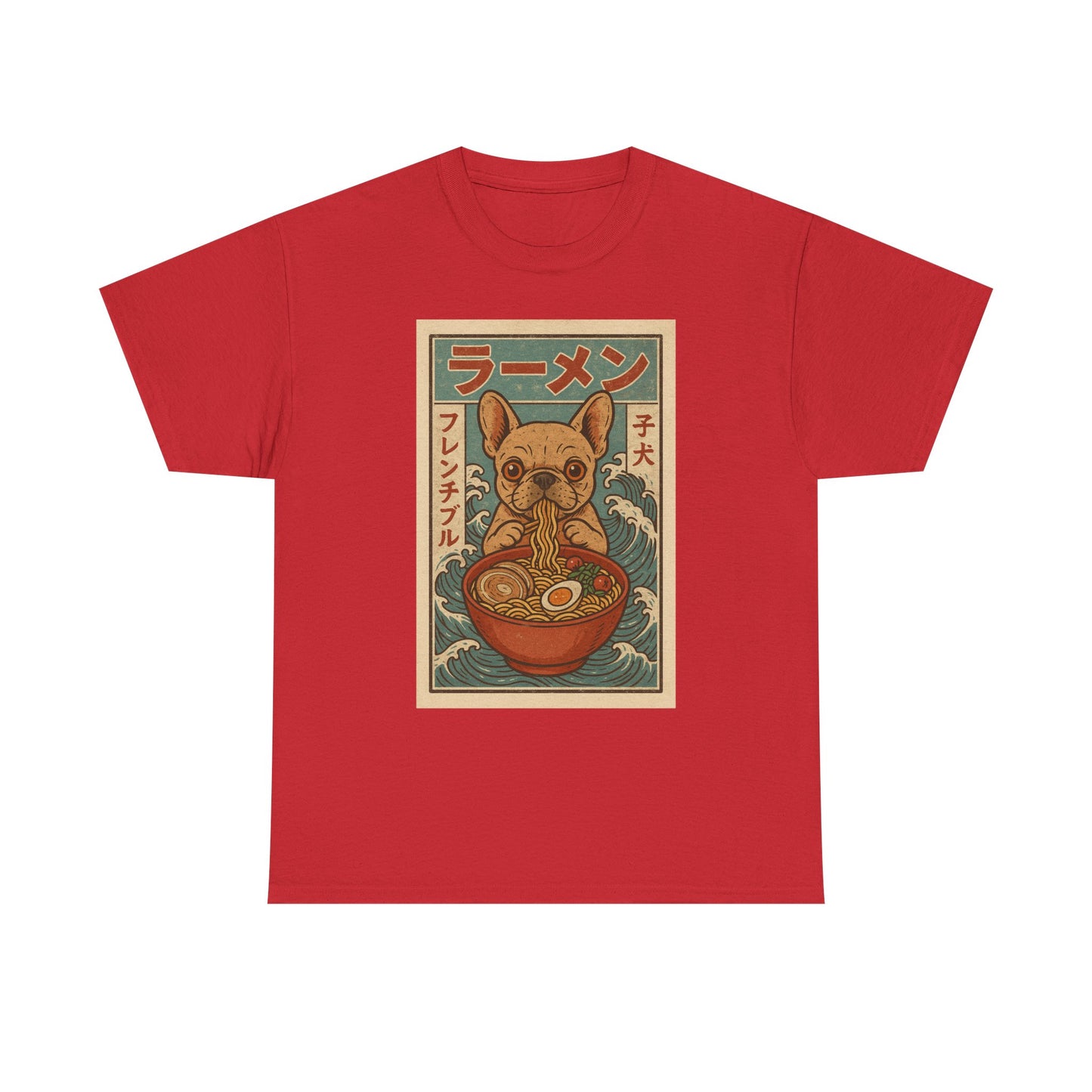 Frenchie Ramen T-Shirt – Vintage Japanese Poster Style French Bulldog Tee, Retro Dog Lover Shirt, Cute Anime-Inspired Gift