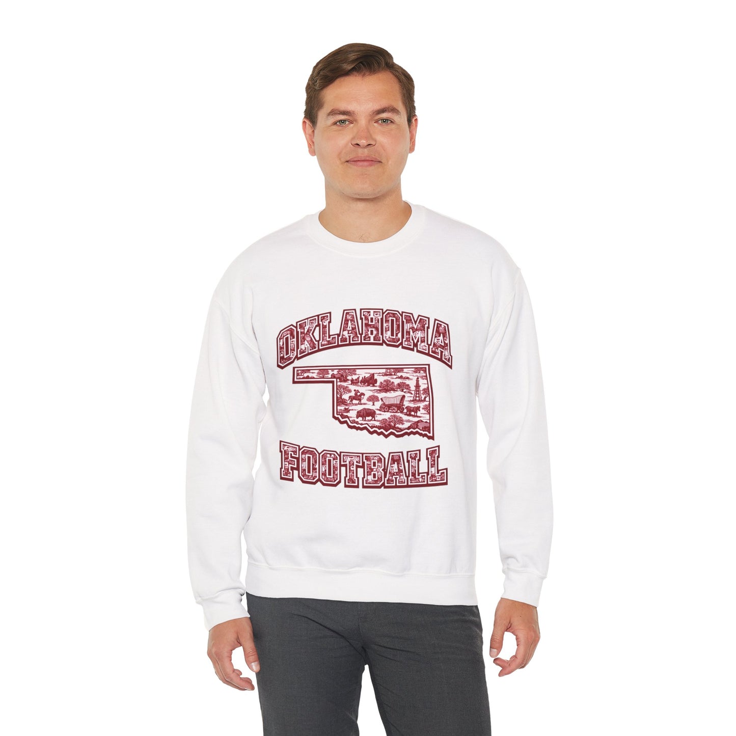 Oklahoma Football Sweatshirt, Oklahoma State Toile Crewneck, Crimson Game Day Sweatshirt, Oklahoma Fan Gift, Vintage Football Crewneck, sooner