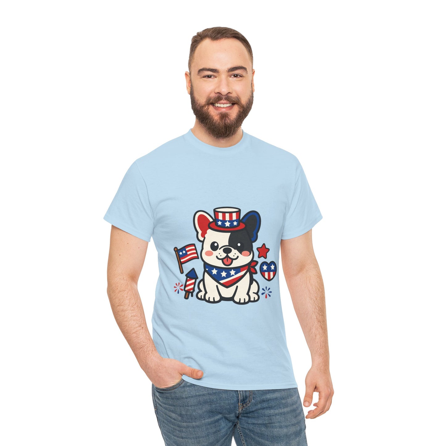 Cute Patriotic French Bulldog Shirt, Kawaii frenchie Fourth of July Tee, American Flag Puppy Shirt, USA Dog Lover Gift, Patriotic Frenchie