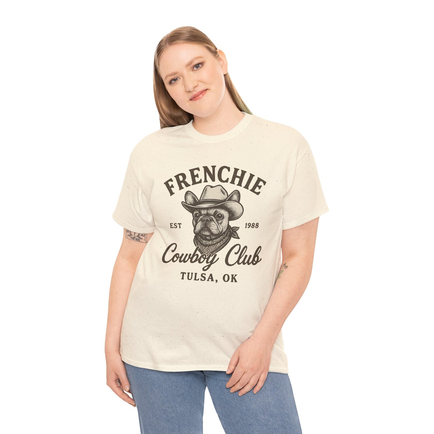 Frenchie Cowboy Club T-Shirt | Western French Bulldog Tee | Tulsa Oklahoma Dog Lover Shirt | Vintage Cowboy Graphic | Country Pet Gift