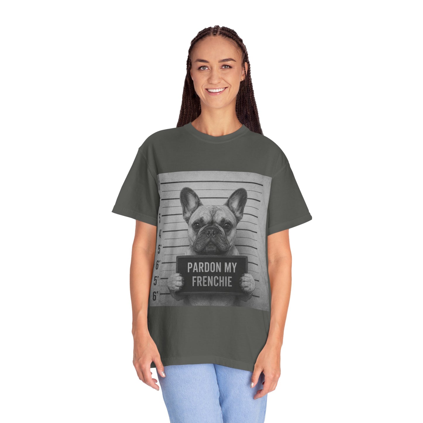 French Bulldog Mugshot T-Shirt – “Pardon My Frenchie” Graphic Tee