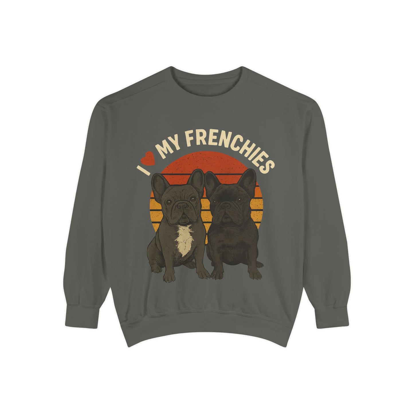 I Love My Frenchies Sweatshirt | Retro French Bulldog Pullover | Vintage Dog Mom Crewneck | Cozy Frenchie Lover Sweater