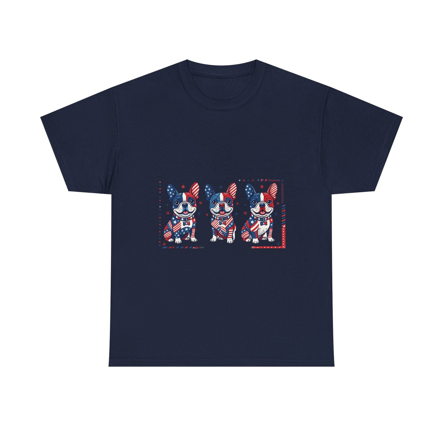 Patriotic French Bulldog Shirt, American Flag Frenchie Trio Tee, Fourth of July Dog Lover Shirt, USA French Bulldog Gift, Frenchie Mom Shirt