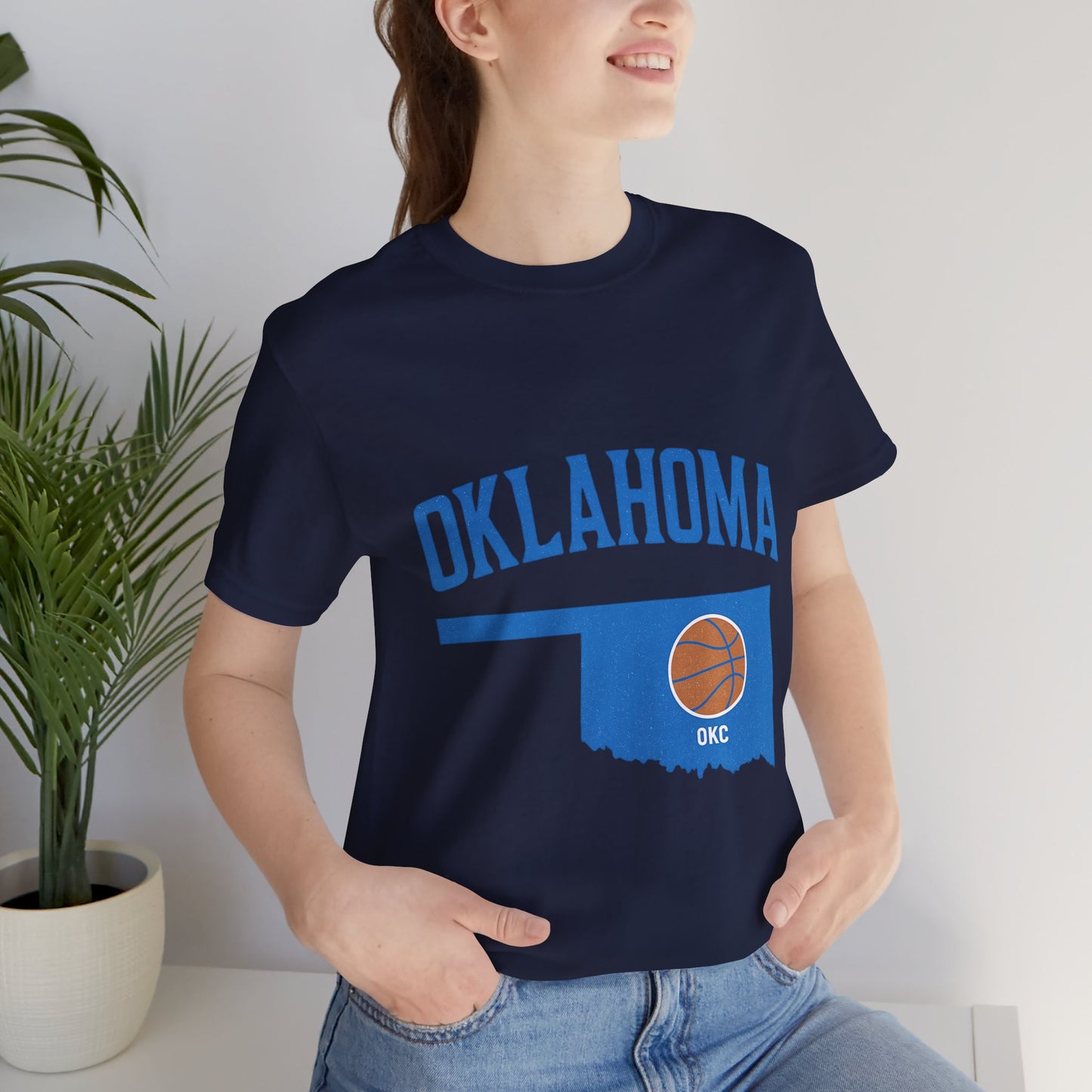 Oklahoma Basketball T-Shirt | OKC State Outline Tee | Blue and Orange Game Day Shirt | Retro Oklahoma Sports Graphic Top