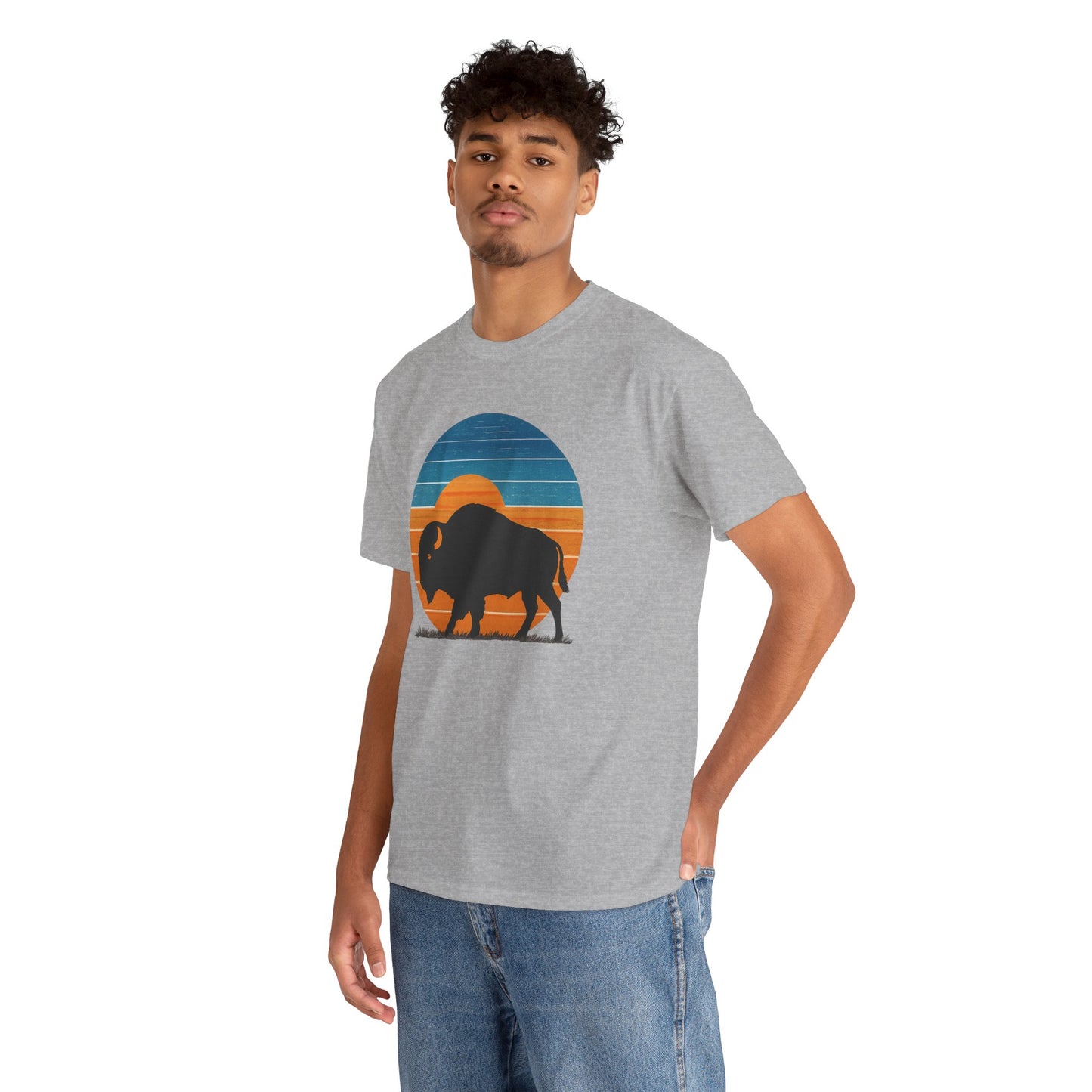 Oklahoma Bison Sunset Shirt | Retro Buffalo Tee | OKC Basketball Colors T-Shirt
