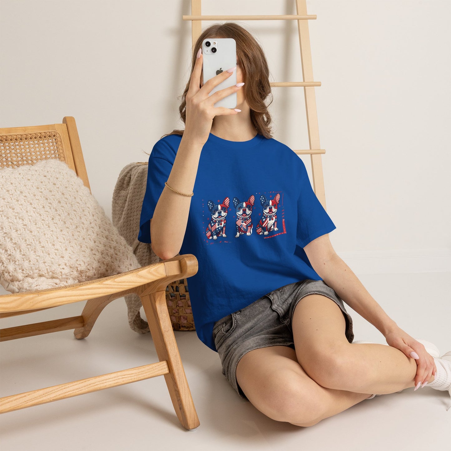 Patriotic French Bulldog Shirt, American Flag Frenchie Trio Tee, Fourth of July Dog Lover Shirt, USA French Bulldog Gift, Frenchie Mom Shirt