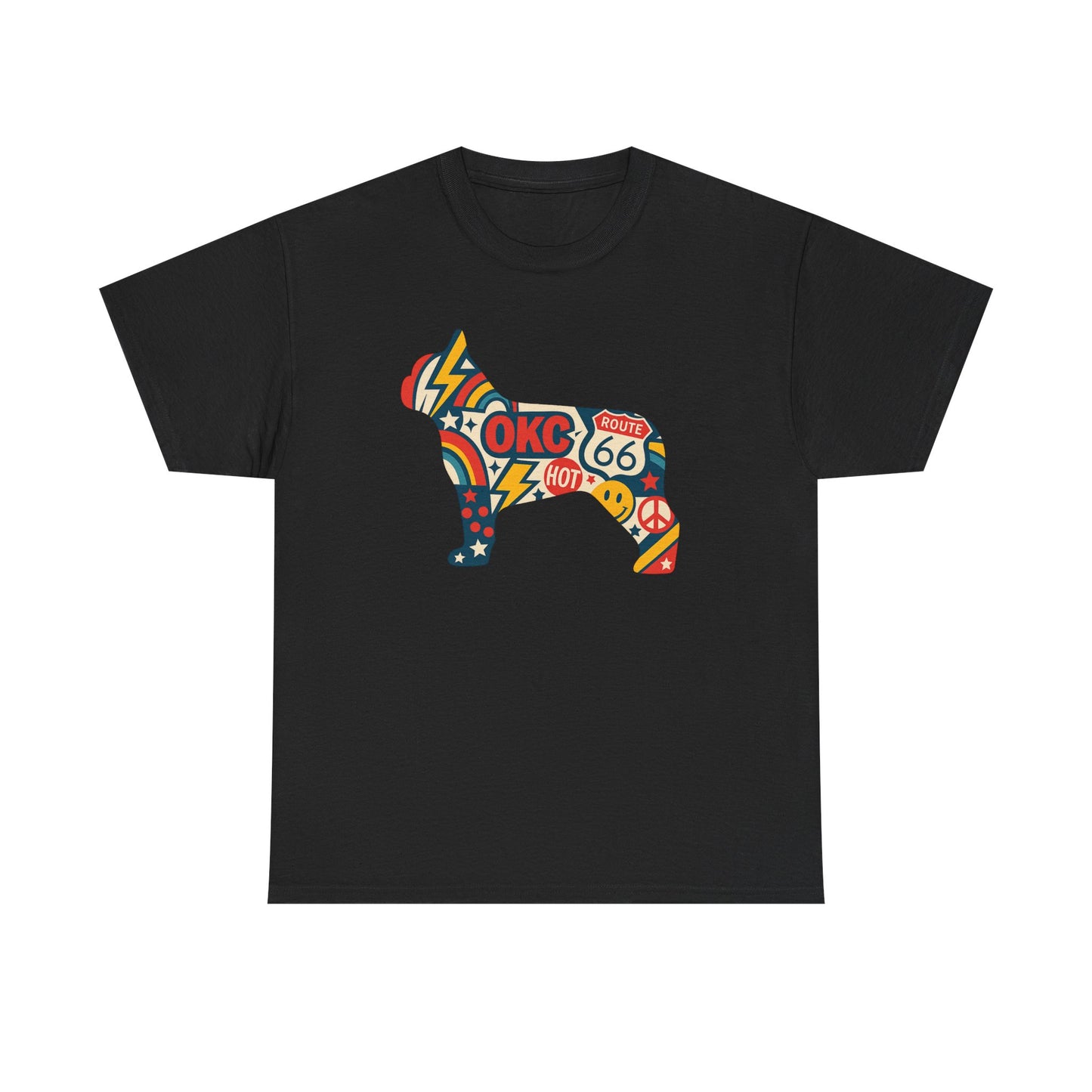 Oklahoma Route 66 French Bulldog T-Shirt | Retro OKC Frenchie Tee | Vintage Route 66 Dog Lover Shirt | Oklahoma Pride Gift for Frenchie Fans