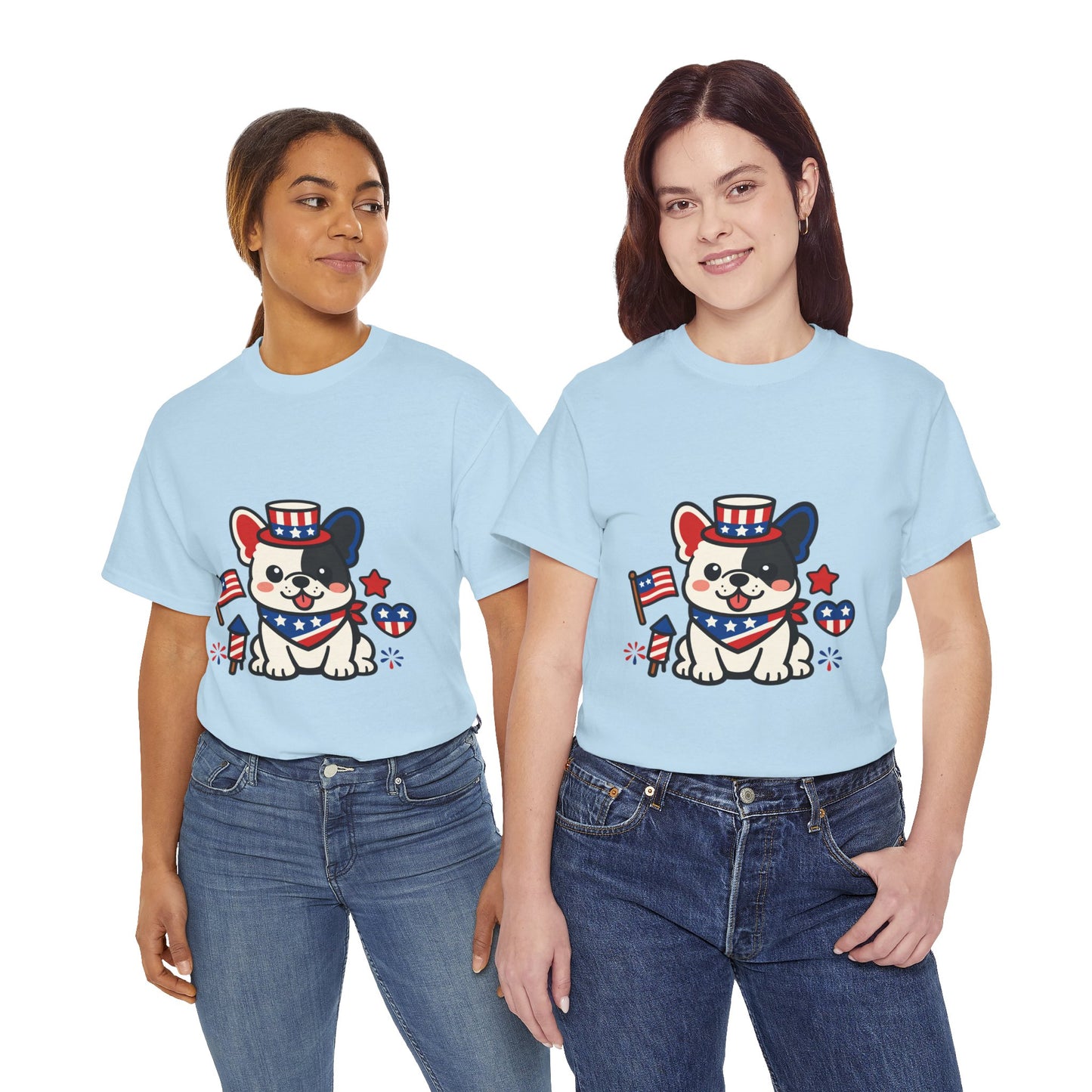 Cute Patriotic French Bulldog Shirt, Kawaii frenchie Fourth of July Tee, American Flag Puppy Shirt, USA Dog Lover Gift, Patriotic Frenchie