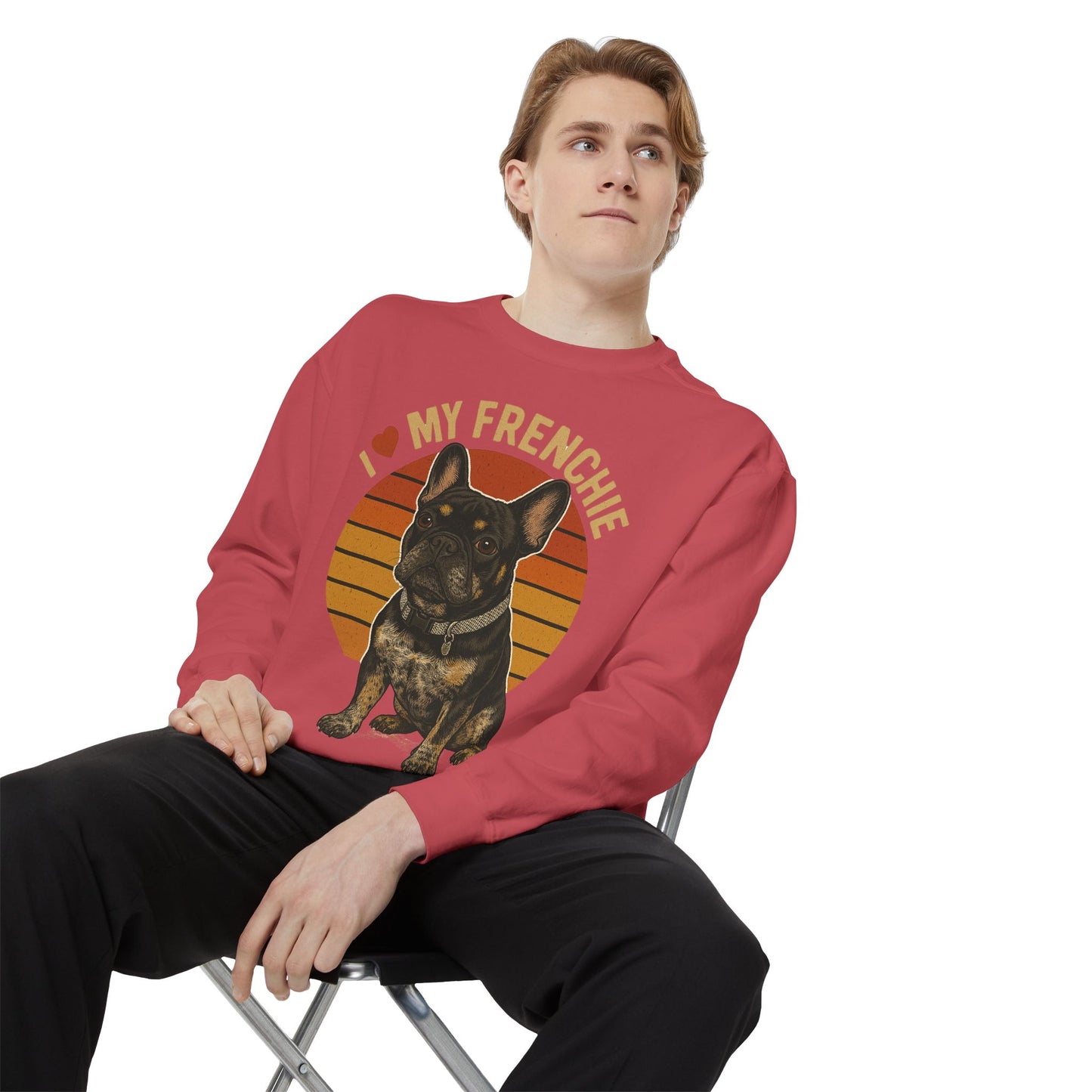 I Love My Frenchie Sweatshirt | Retro French Bulldog Pullover | Vintage Dog Lover Crewneck | Frenchie Mom & Dad Gift