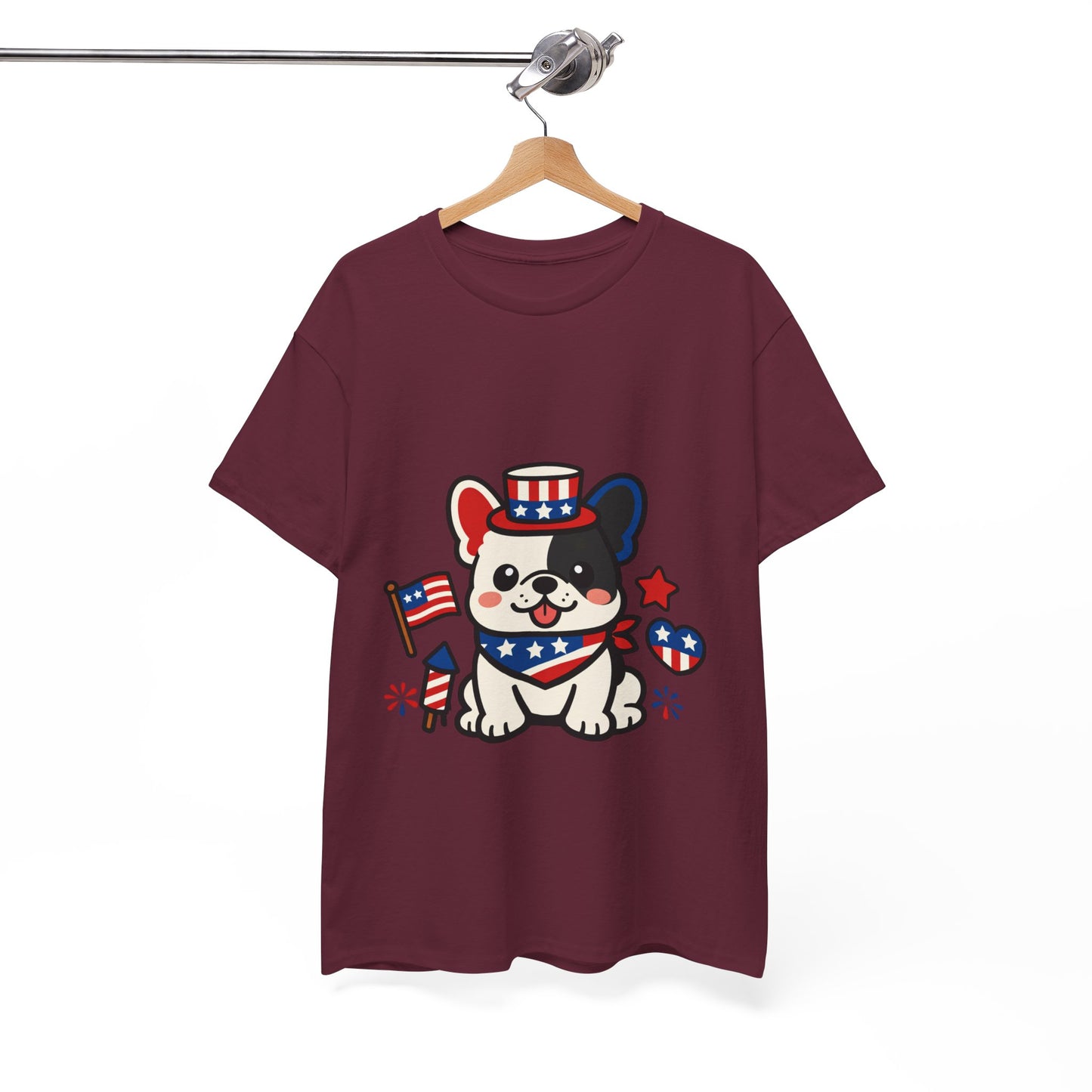 Cute Patriotic French Bulldog Shirt, Kawaii frenchie Fourth of July Tee, American Flag Puppy Shirt, USA Dog Lover Gift, Patriotic Frenchie