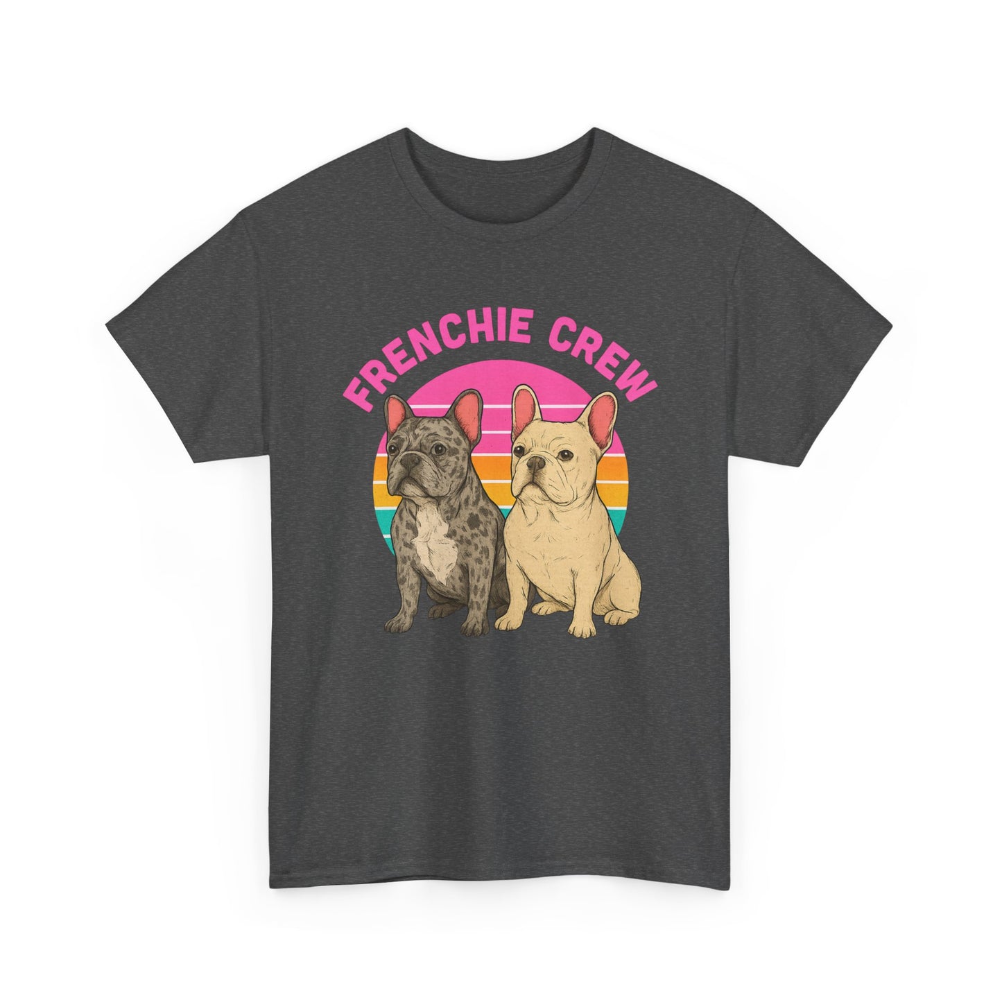Frenchie Crew T-Shirt | Retro French Bulldog Tee | Merle & Cream Frenchie Dog Lover Shirt | Cute Gift for Frenchie Moms & Dads