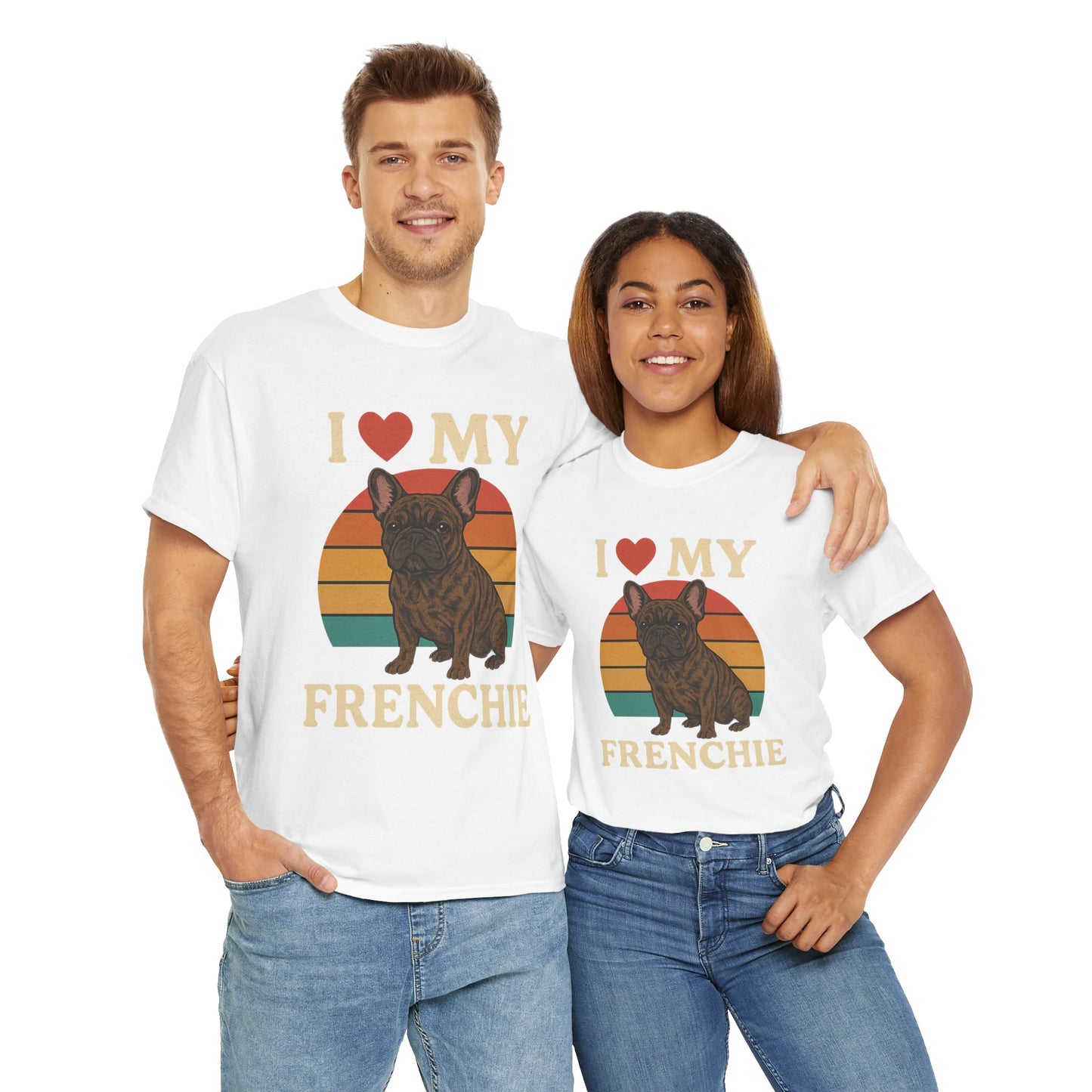 I Love My Frenchie T-Shirt | Retro French Bulldog Tee | Vintage Dog Lover Gift | Frenchie Mom & Dad Shirt | Brindle Bulldog Graphic Top