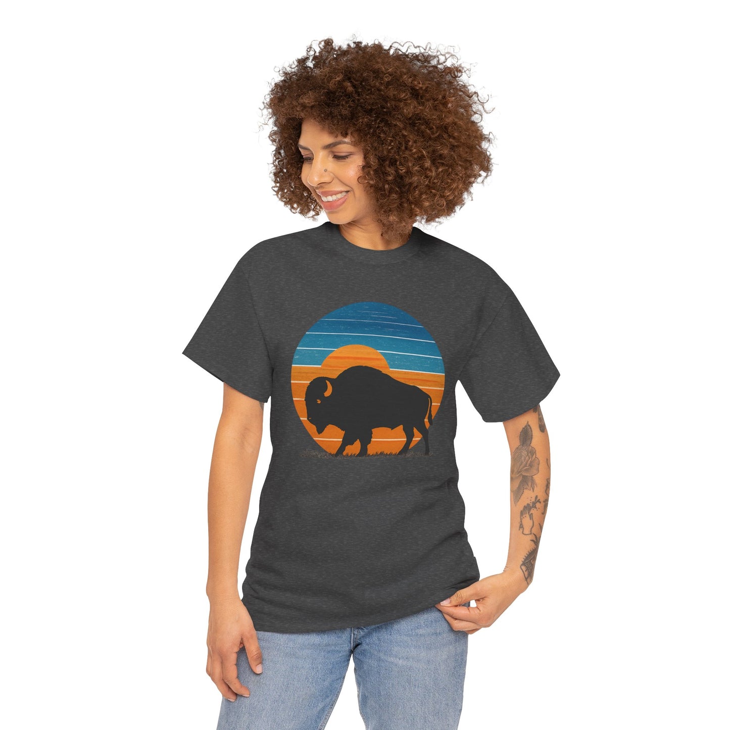 Oklahoma Bison Sunset Shirt | Retro Buffalo Tee | OKC Basketball Colors T-Shirt
