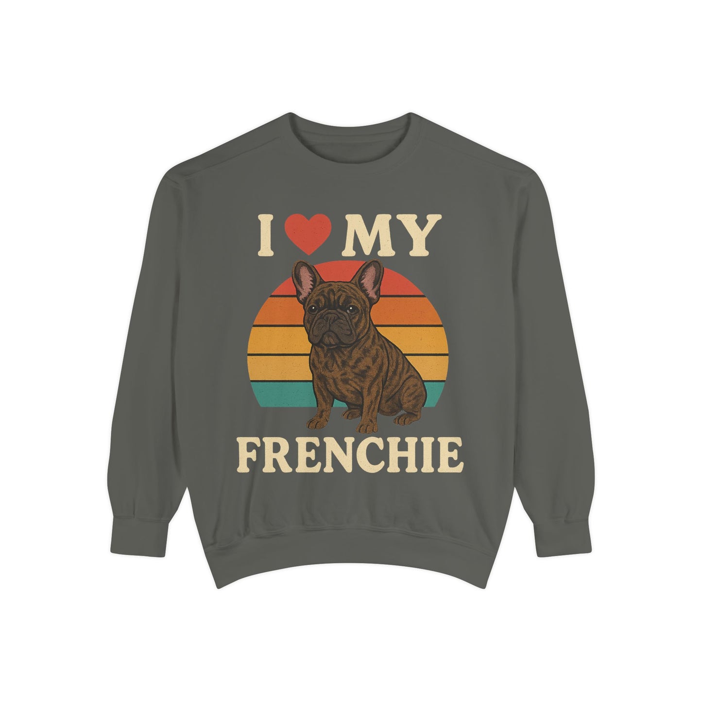 Retro Brindle French Bulldog Pullover | Vintage Frenchie Sweatshirt | Cute Dog Lover Gift | Unisex Cozy French Bulldog Sweater