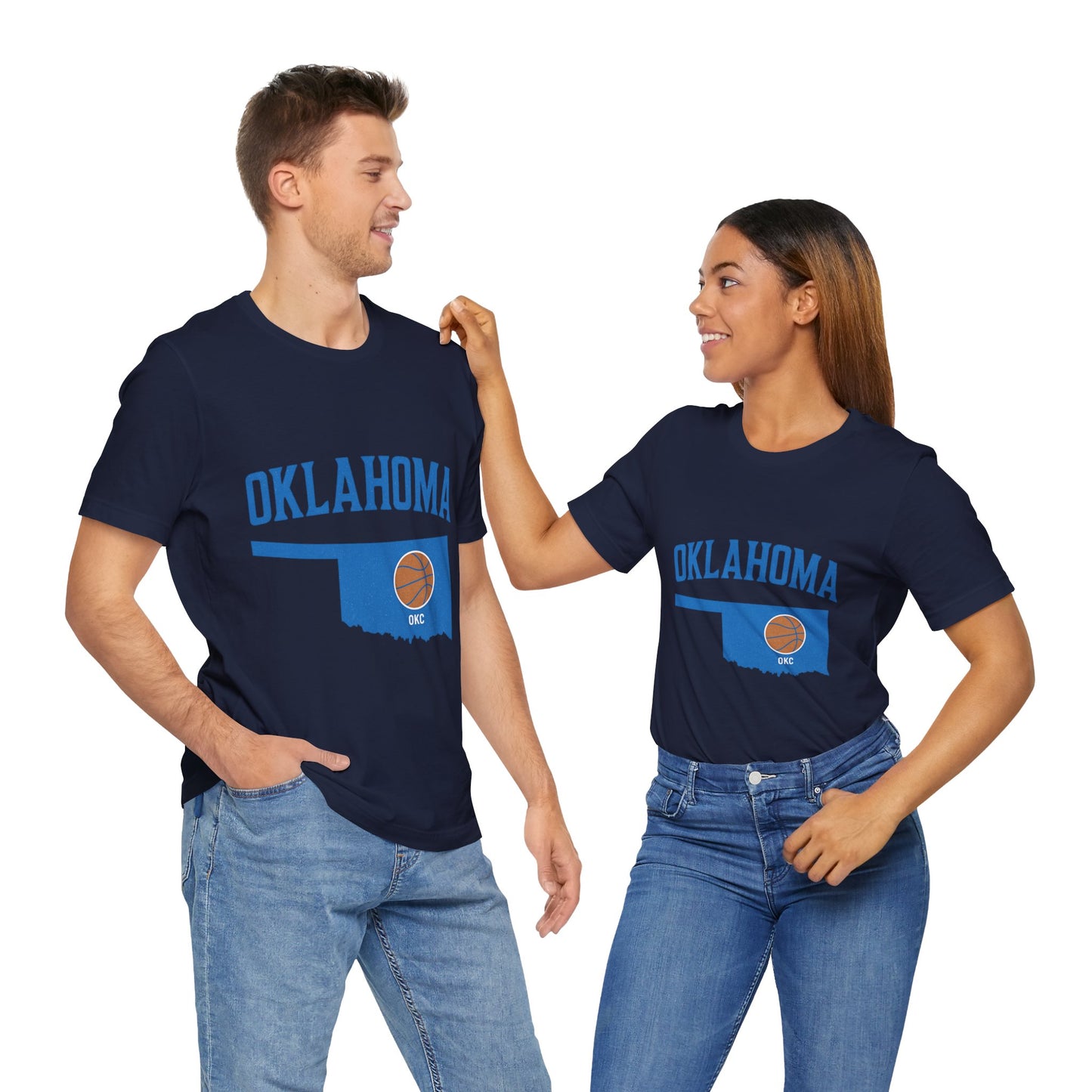 Oklahoma Basketball T-Shirt | OKC State Outline Tee | Blue and Orange Game Day Shirt | Retro Oklahoma Sports Graphic Top