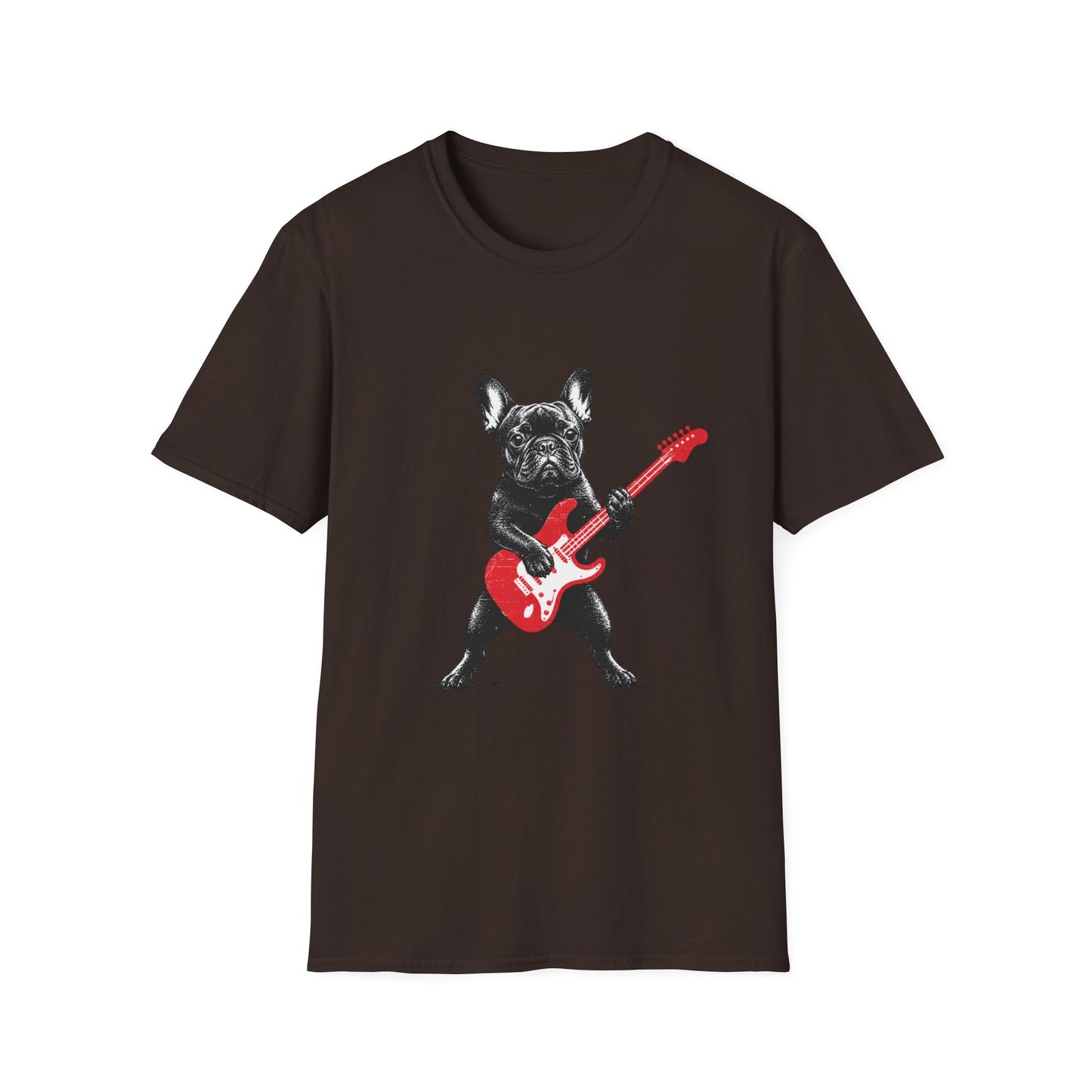 French Bulldog Guitar Shirt, Rocker Frenchie Tee, Frenchie Guitar T-Shirt, Music Lover Dog Shirt, Rock and Roll French Bulldog Gift, Guitar Player Frenchie Tee