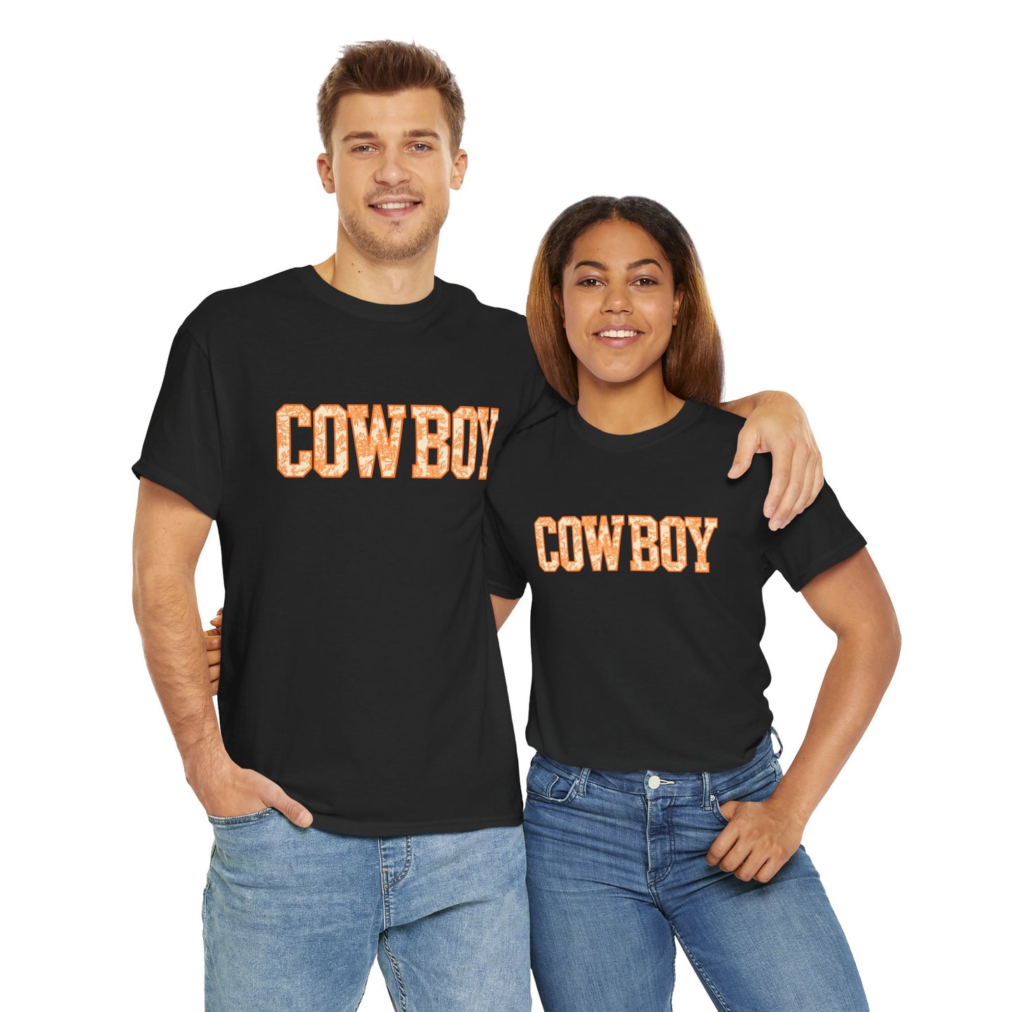 Cowboy Shirt | Western Graphic Tee | Orange Cowboy Typography Shirt | Oklahoma Football Tee | Country Style Cowboy Fan Gift
