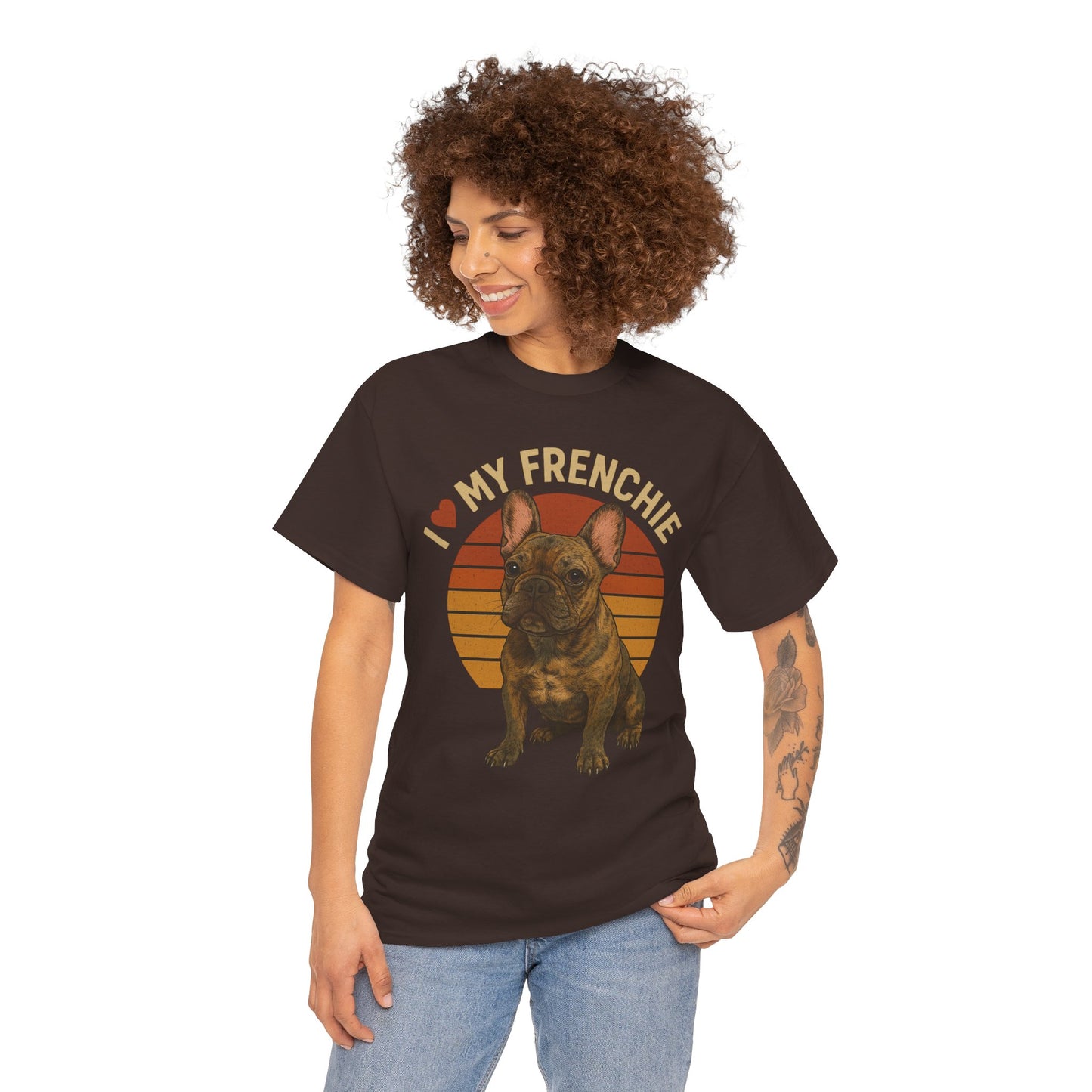 I Love My Frenchie T-Shirt | Brindle French Bulldog Retro Tee | Vintage Dog Lover Shirt | Frenchie Mom & Dad Gift
