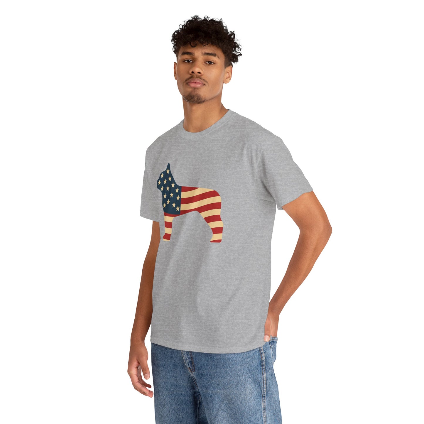 Patriotic French Bulldog T-Shirt | American Flag Frenchie Tee | USA Dog Lover Shirt | 4th of July French Bulldog Gift for Dog Moms & Dads