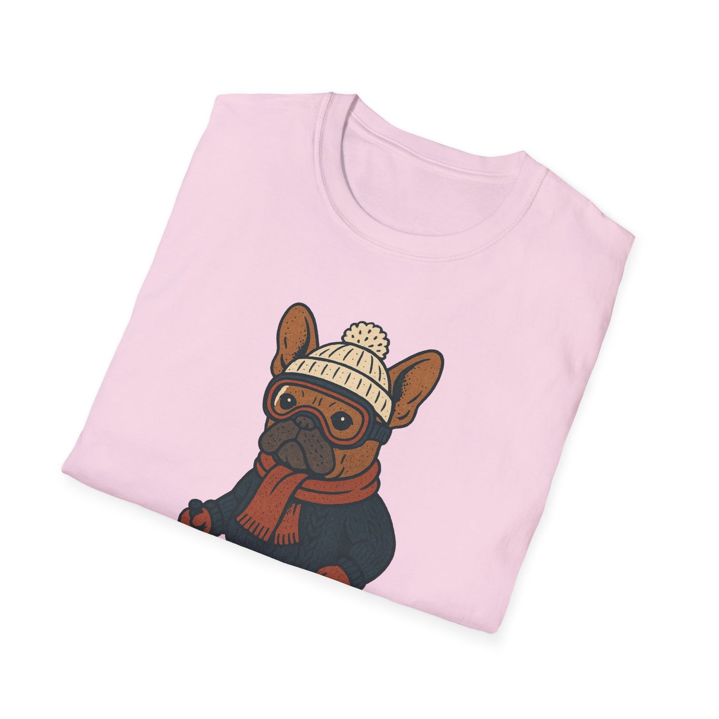 French Bulldog Skiing T-Shirt, Winter Frenchie Shirt, Ski Dog Graphic Tee, Cute Snow Dog Gift, Funny Frenchie Lover Shirt, Skiing Pup Tee