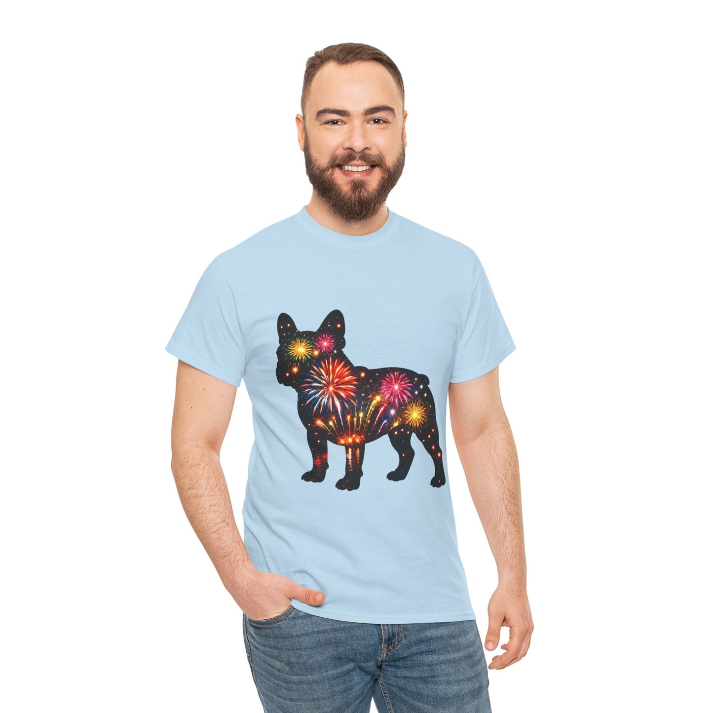 Patriotic French Bulldog Shirt, Fireworks Frenchie Tee, Fourth of July Dog Lover Shirt, Independence Day French Bulldog Gift, USA Dog Tee