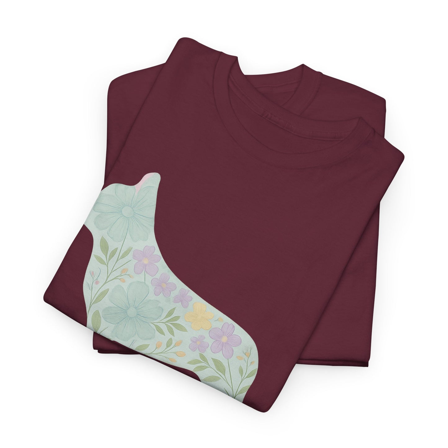 Floral French Bulldog T-Shirt | Pastel Dog Lover Tee | Soft Floral Frenchie Silhouette Shirt | Cute Gift for French Bulldog Moms