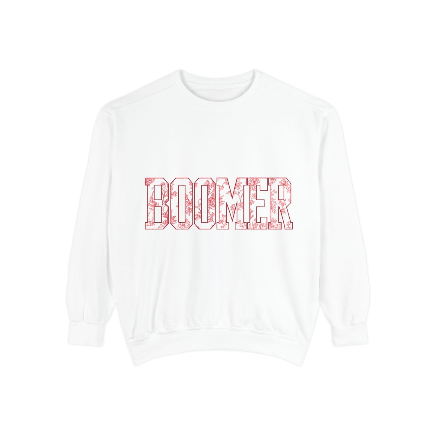 Boomer Toile Sweatshirt | Oklahoma Football Inspired Pullover | Red & Cream Toile Print Crewneck | Retro Game Day Oklahoma Sweater