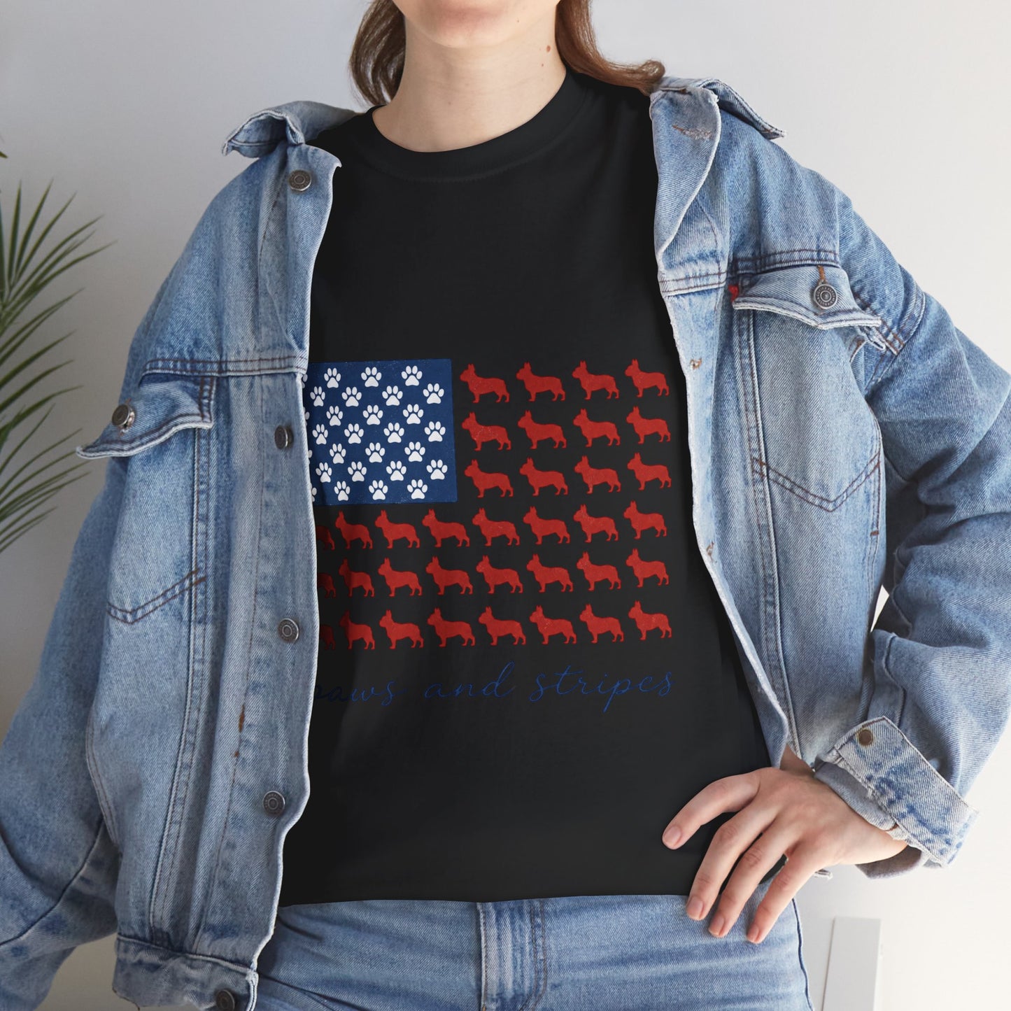 Paws and Stripes Shirt, Patriotic French Bulldog Tee, Frenchie American Flag Shirt, 4th of July Dog Lover Gift, USA Frenchie Tee