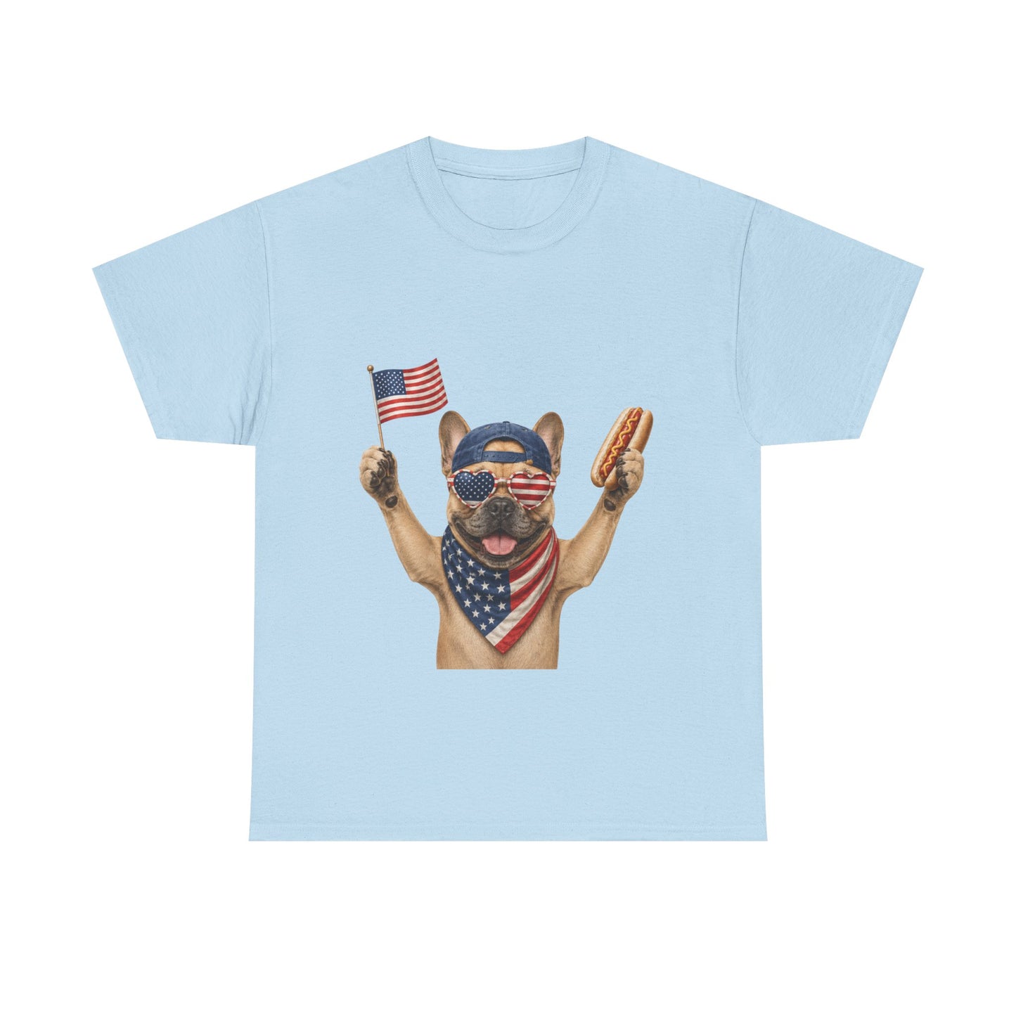 Patriotic French Bulldog Shirt, Funny Frenchie 4th of July Tee, American Flag Dog Shirt, Hot Dog French Bulldog Gift, USA Dog Lover Shirt