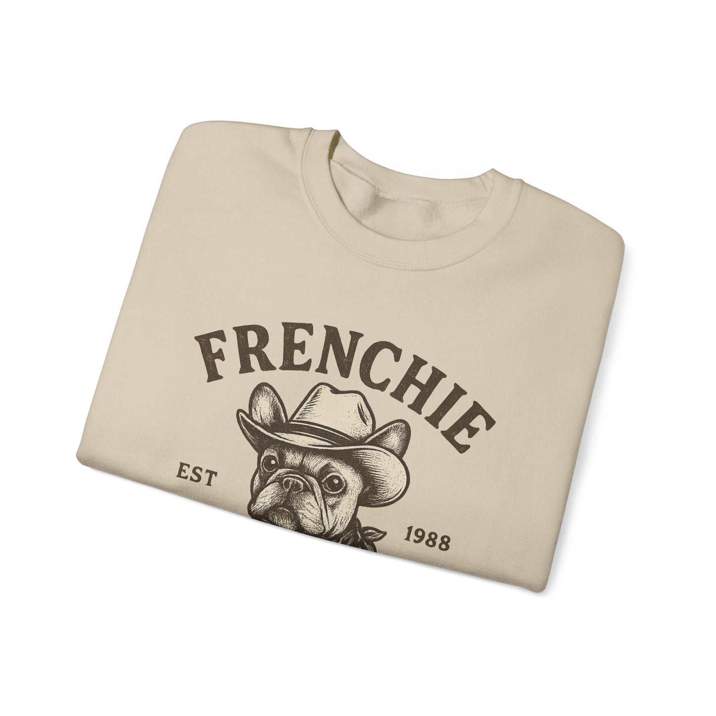 Retro Frenchie Cowboy Club Sweatshirt | Vintage Western French Bulldog Pullover | Country Dog Lover Crewneck | Tulsa Oklahoma Graphic Sweater